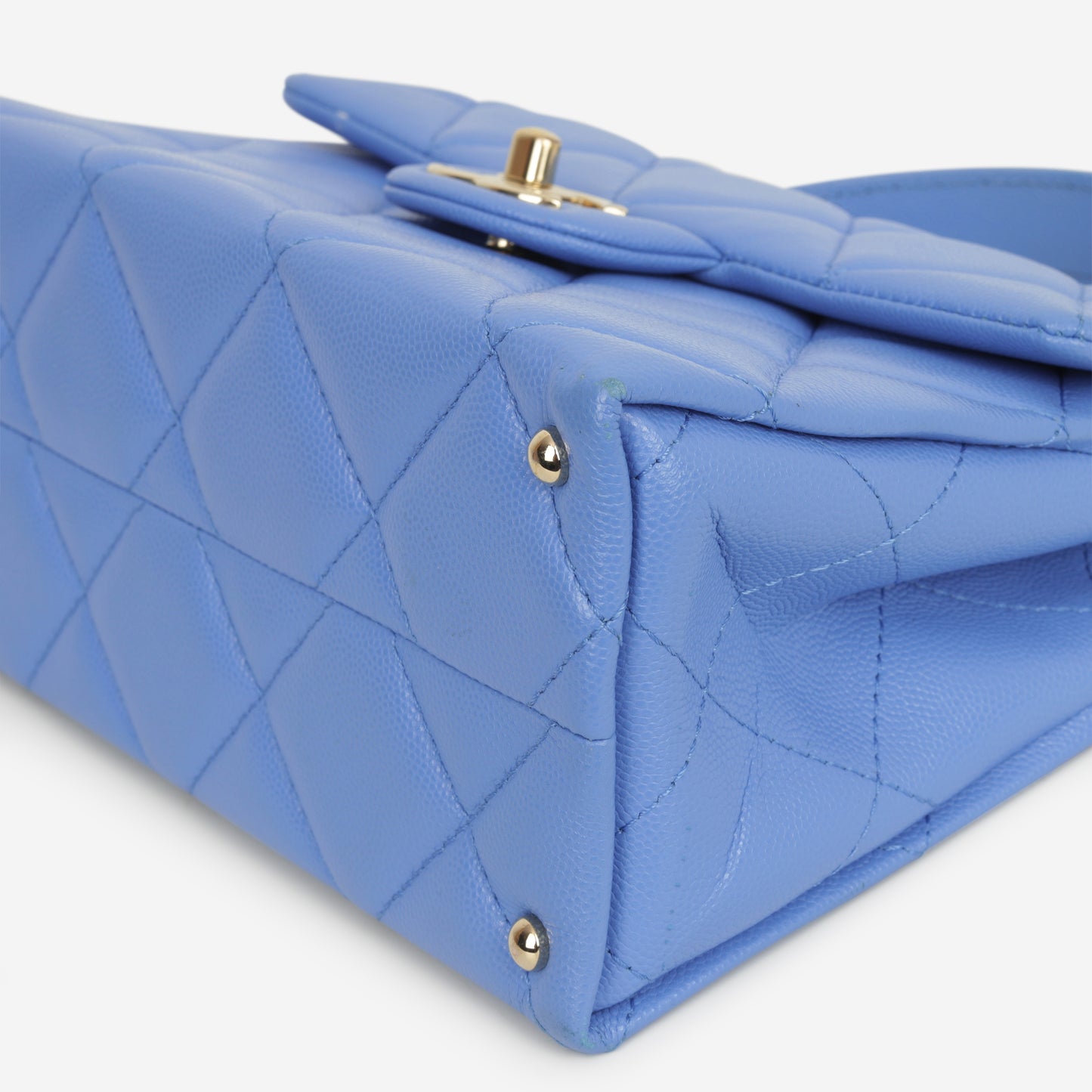 Chanel Retro Twist Top Handle Flap - Blue Caviar | Champagne Gold Hardware