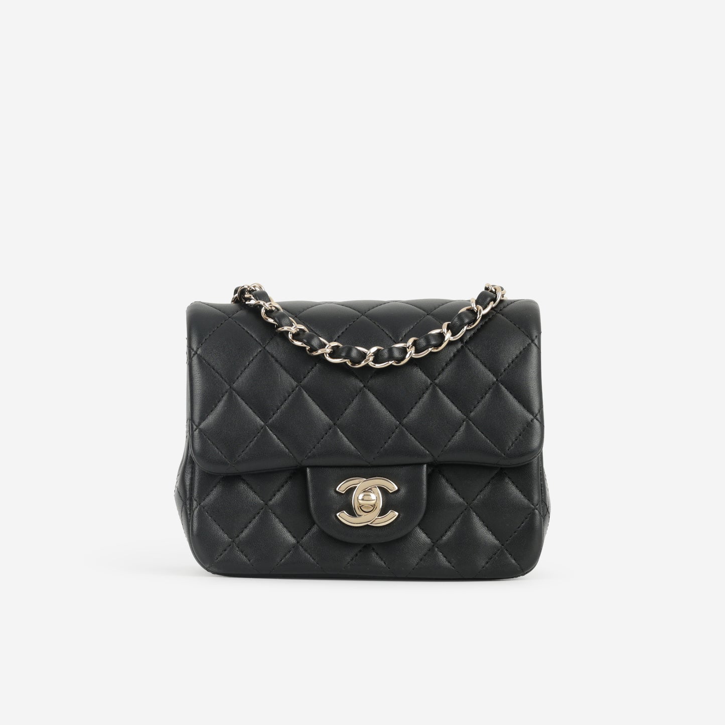 Chanel Mini Square - Black Lambskin | Champagne Gold Hardware