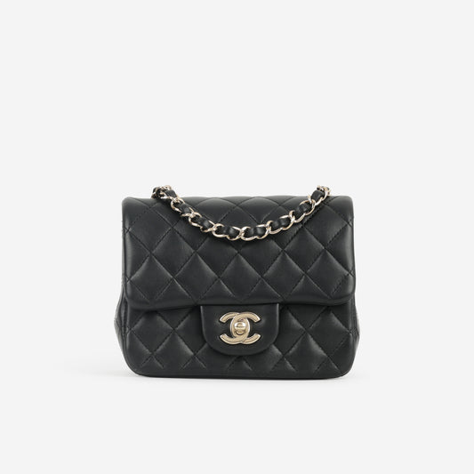 Chanel Mini Square - Black Lambskin | Champagne Gold Hardware