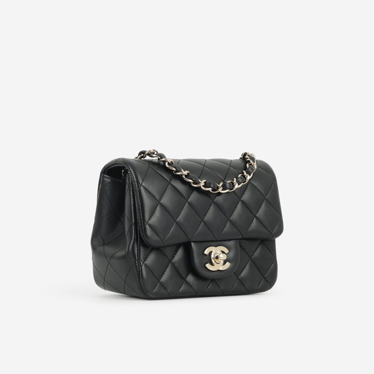 Chanel Mini Square - Black Lambskin | Champagne Gold Hardware