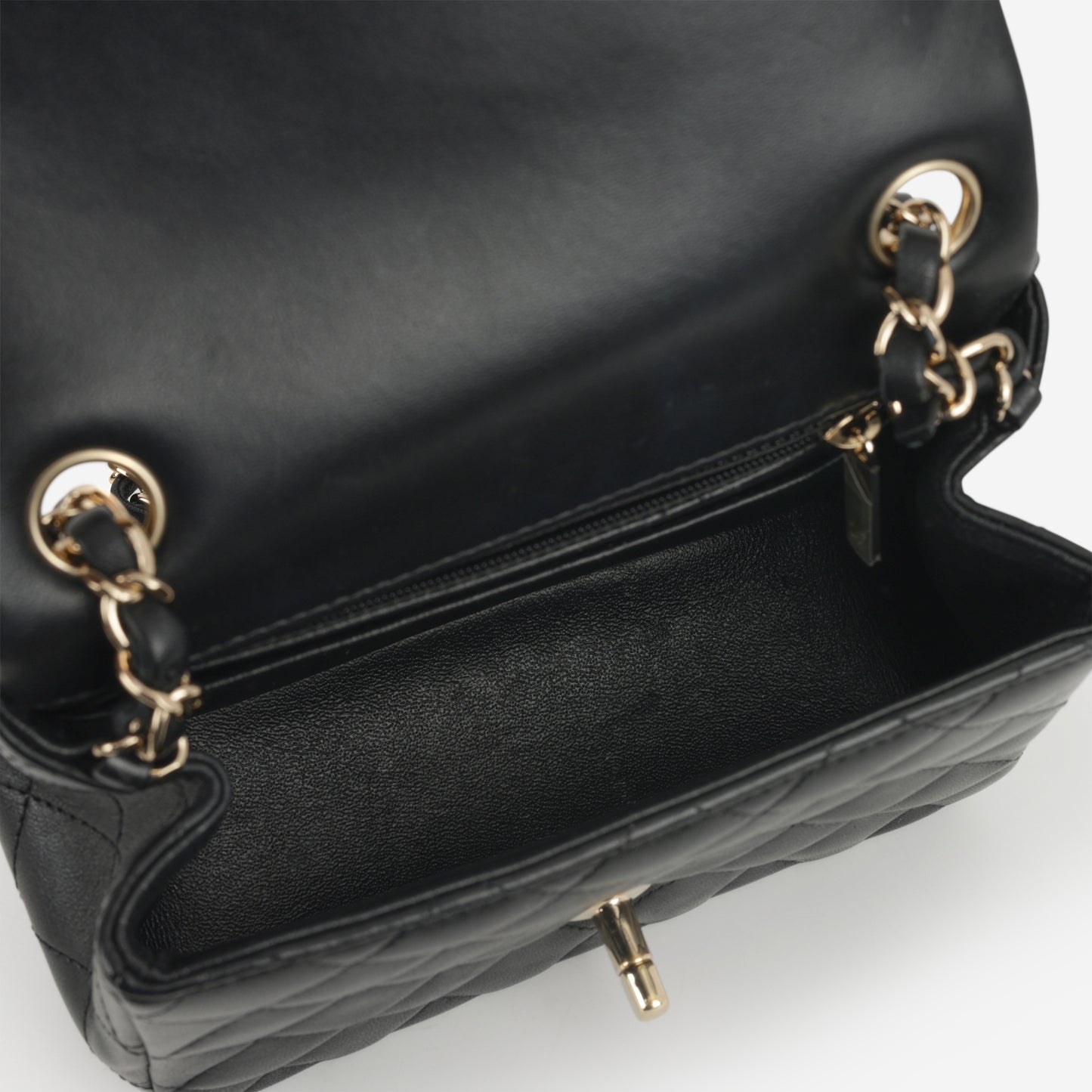 Chanel Mini Square - Black Lambskin | Champagne Gold Hardware