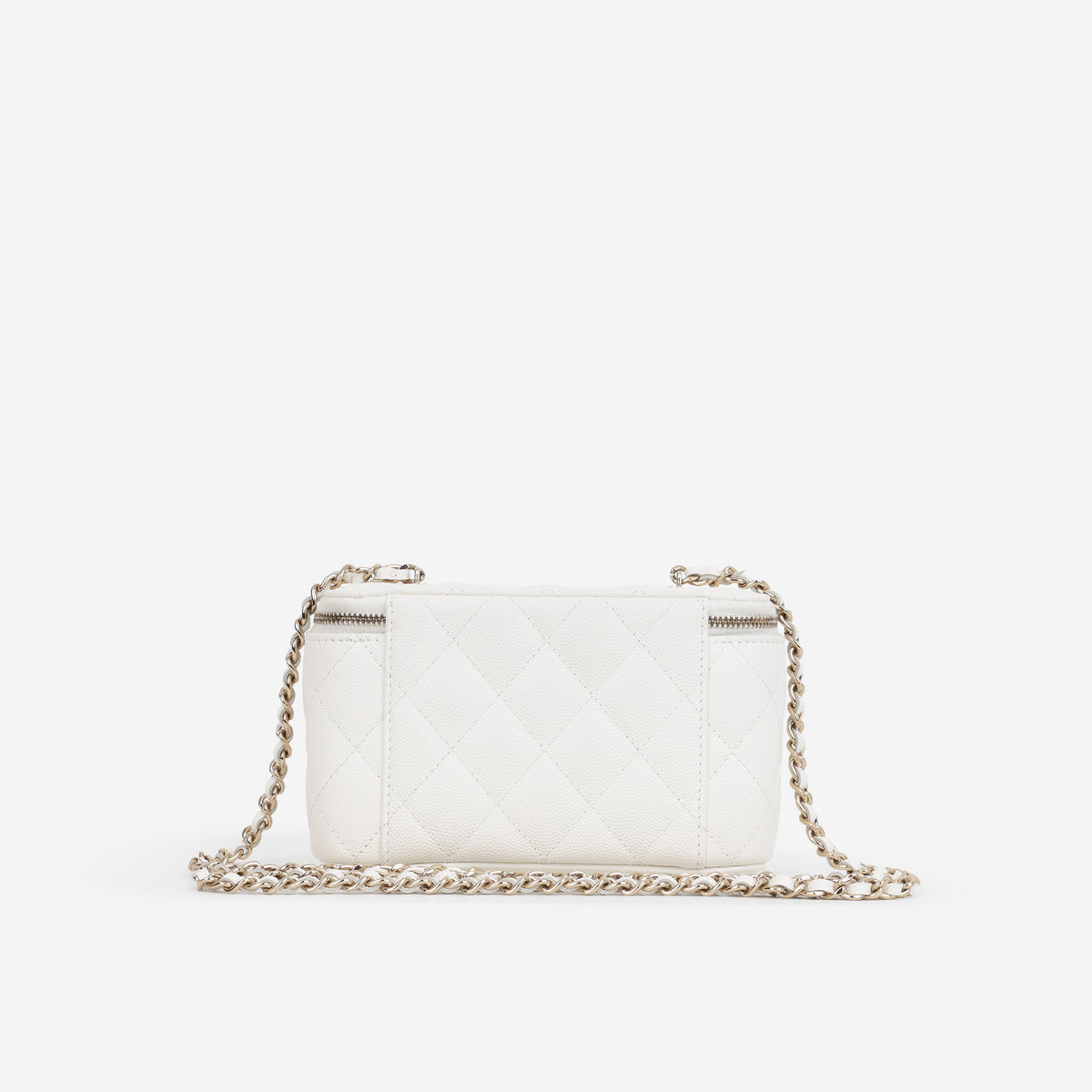 Chanel Small Vanity on Chain - White Caviar | Champagne Gold Hardware
