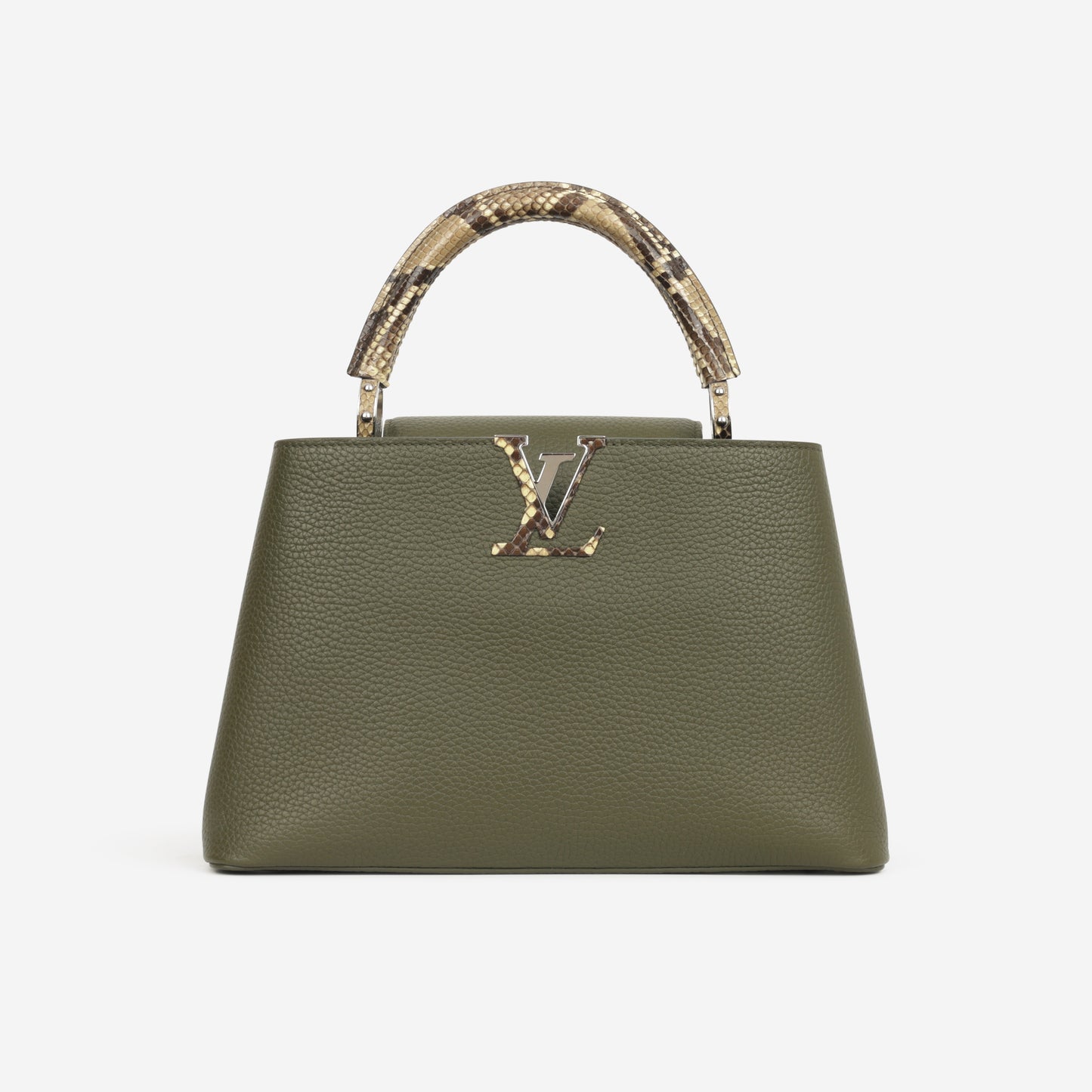 Louis Vuitton Capucines MM - Khaki Taurillon / Python Handle | Silver Hardware