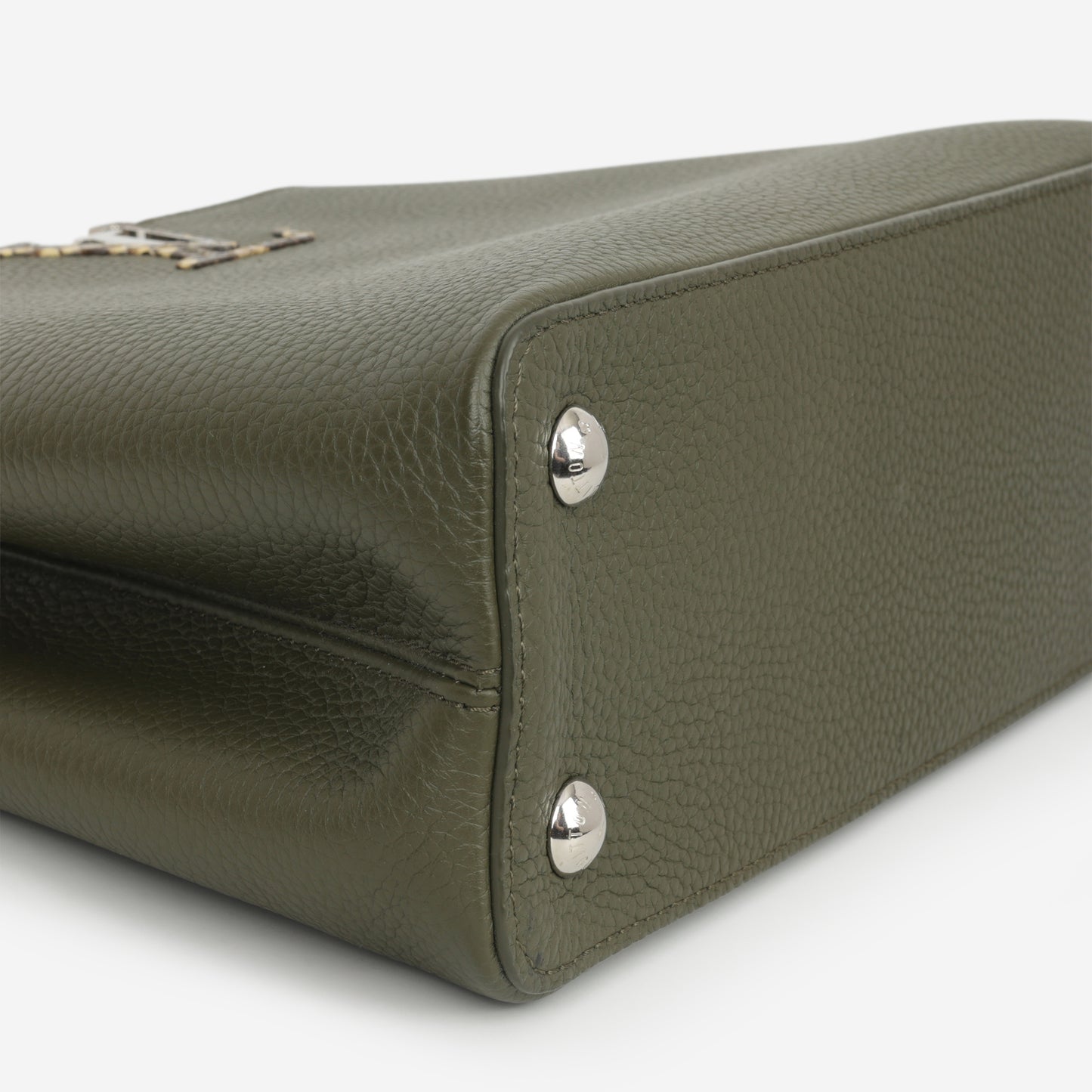 Louis Vuitton Capucines MM - Khaki Taurillon / Python Handle | Silver Hardware