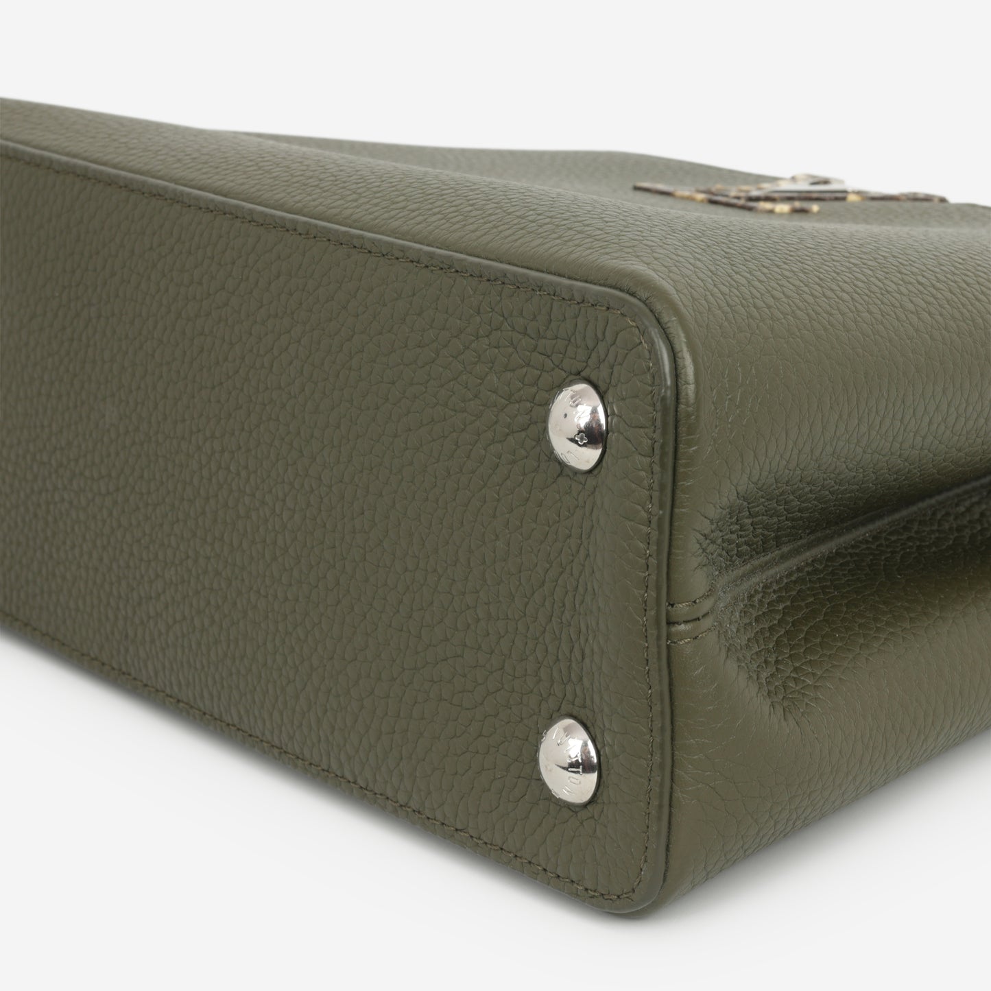 Louis Vuitton Capucines MM - Khaki Taurillon / Python Handle | Silver Hardware