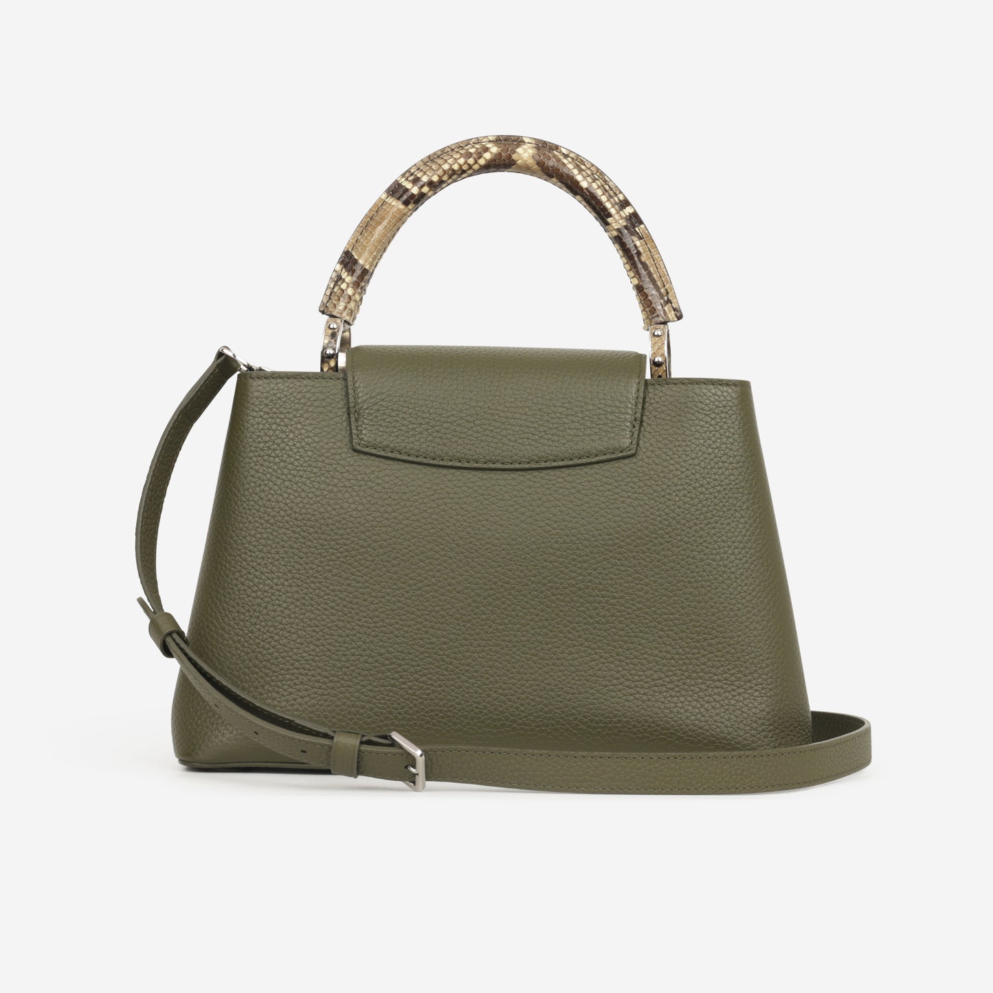 Louis Vuitton Capucines MM - Khaki Taurillon / Python Handle | Silver Hardware
