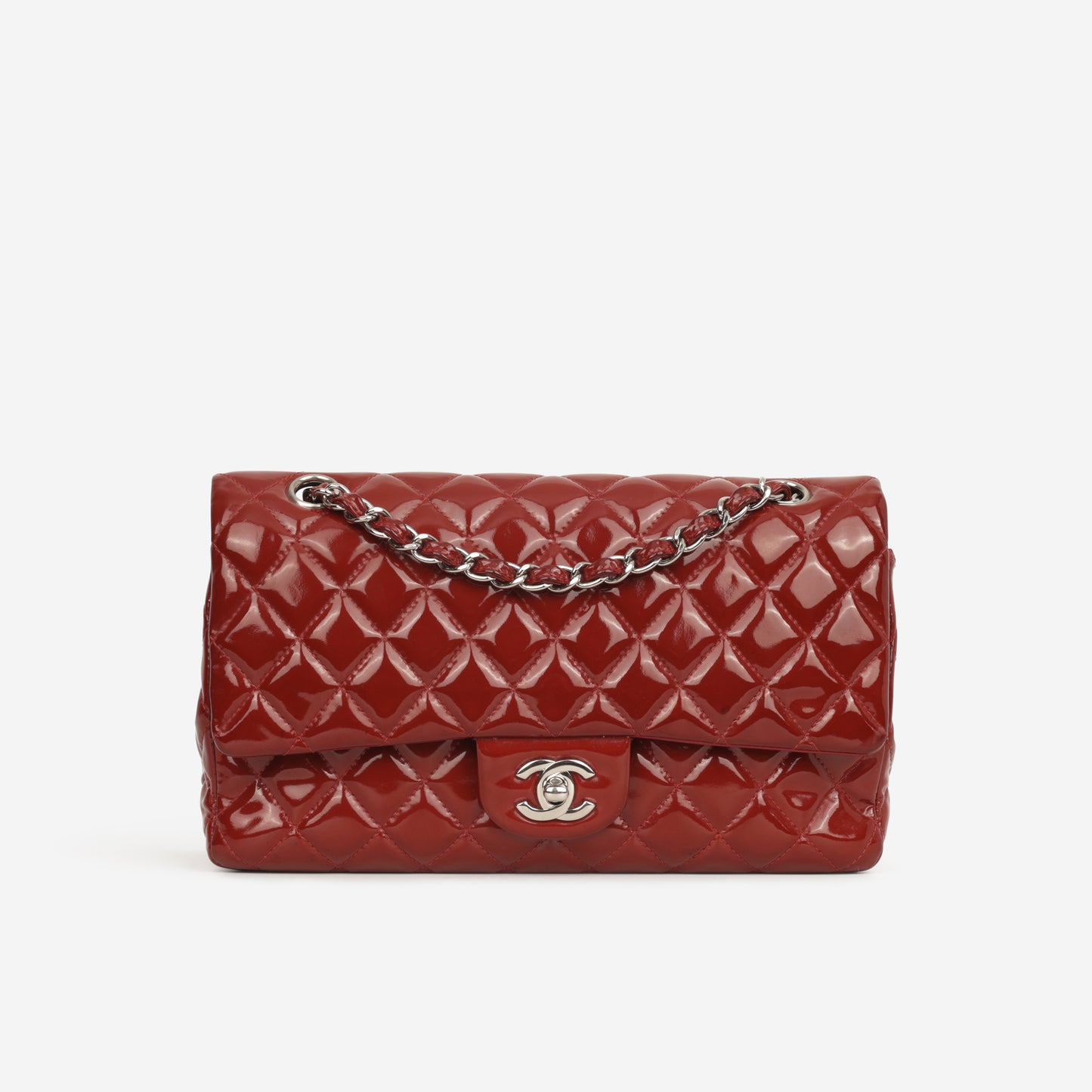 Chanel Medium Classic Flap - Red Patent | Silver Hardware