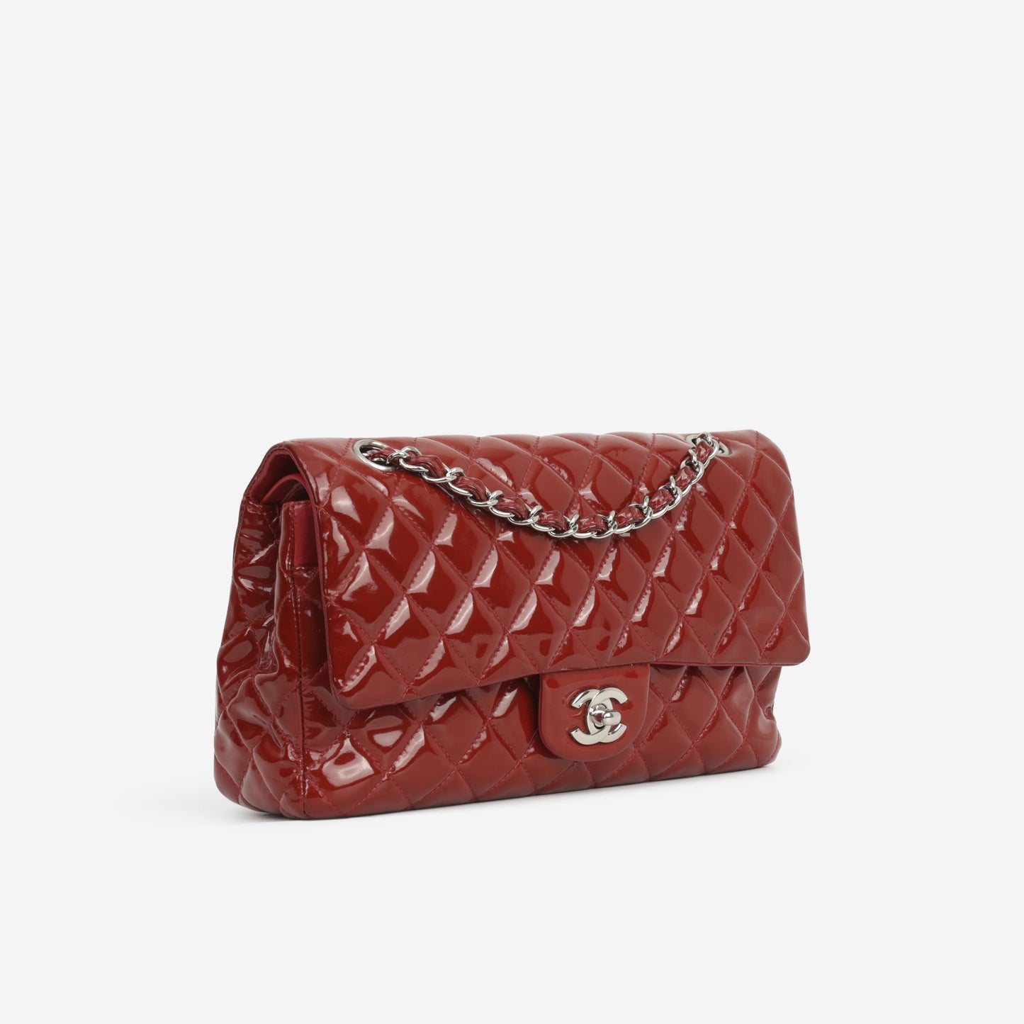 Chanel Medium Classic Flap - Red Patent | Silver Hardware