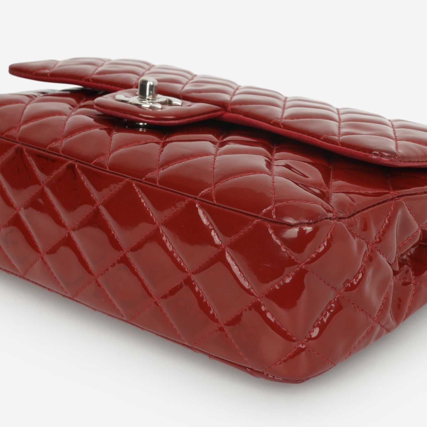 Chanel Medium Classic Flap - Red Patent | Silver Hardware
