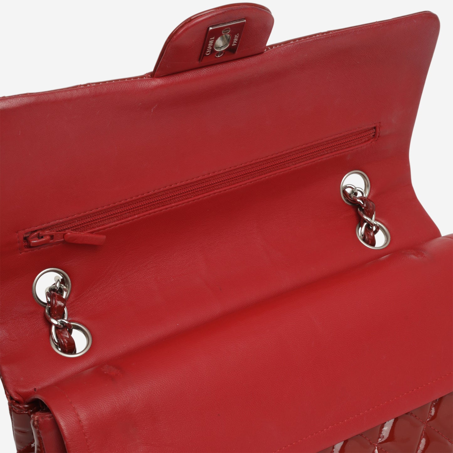 Chanel Medium Classic Flap - Red Patent | Silver Hardware