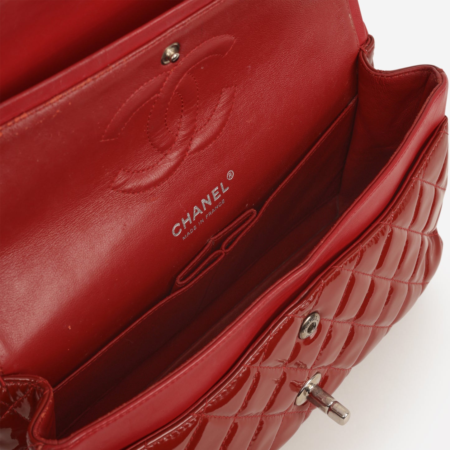 Chanel Medium Classic Flap - Red Patent | Silver Hardware