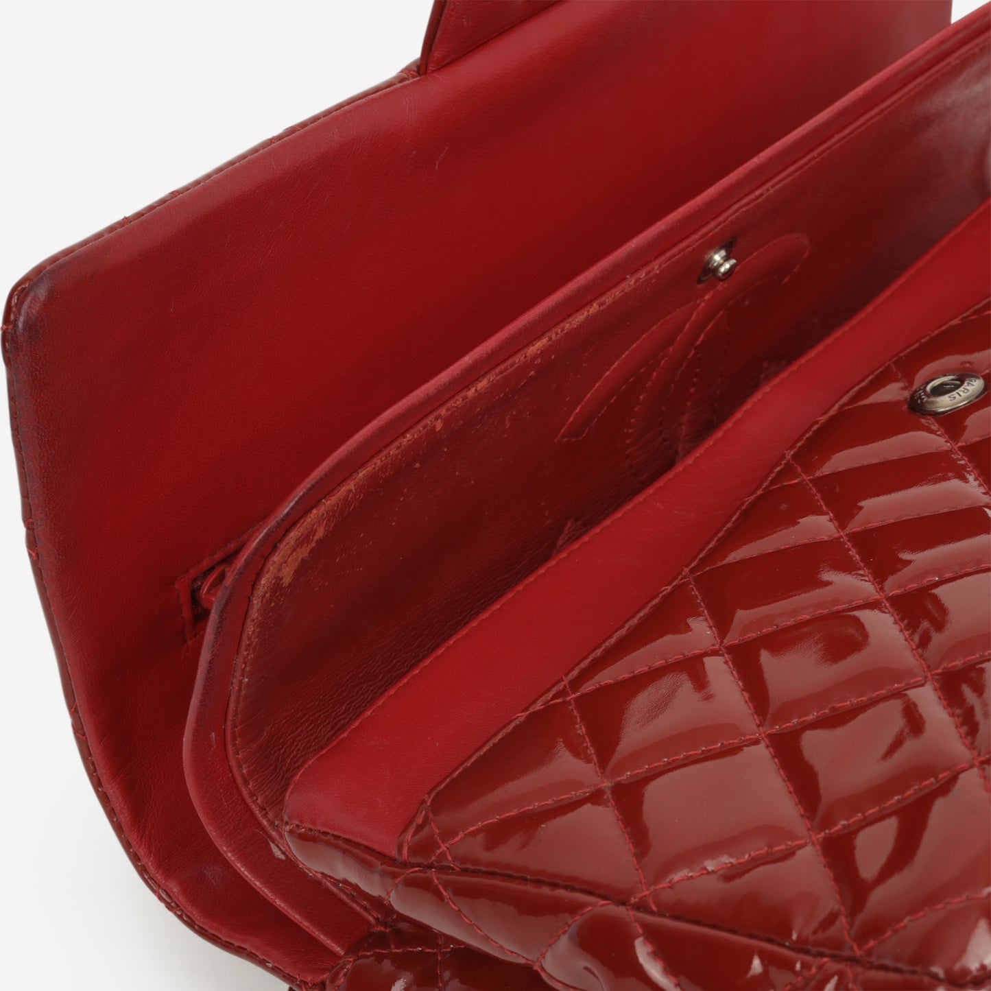 Chanel Medium Classic Flap - Red Patent | Silver Hardware