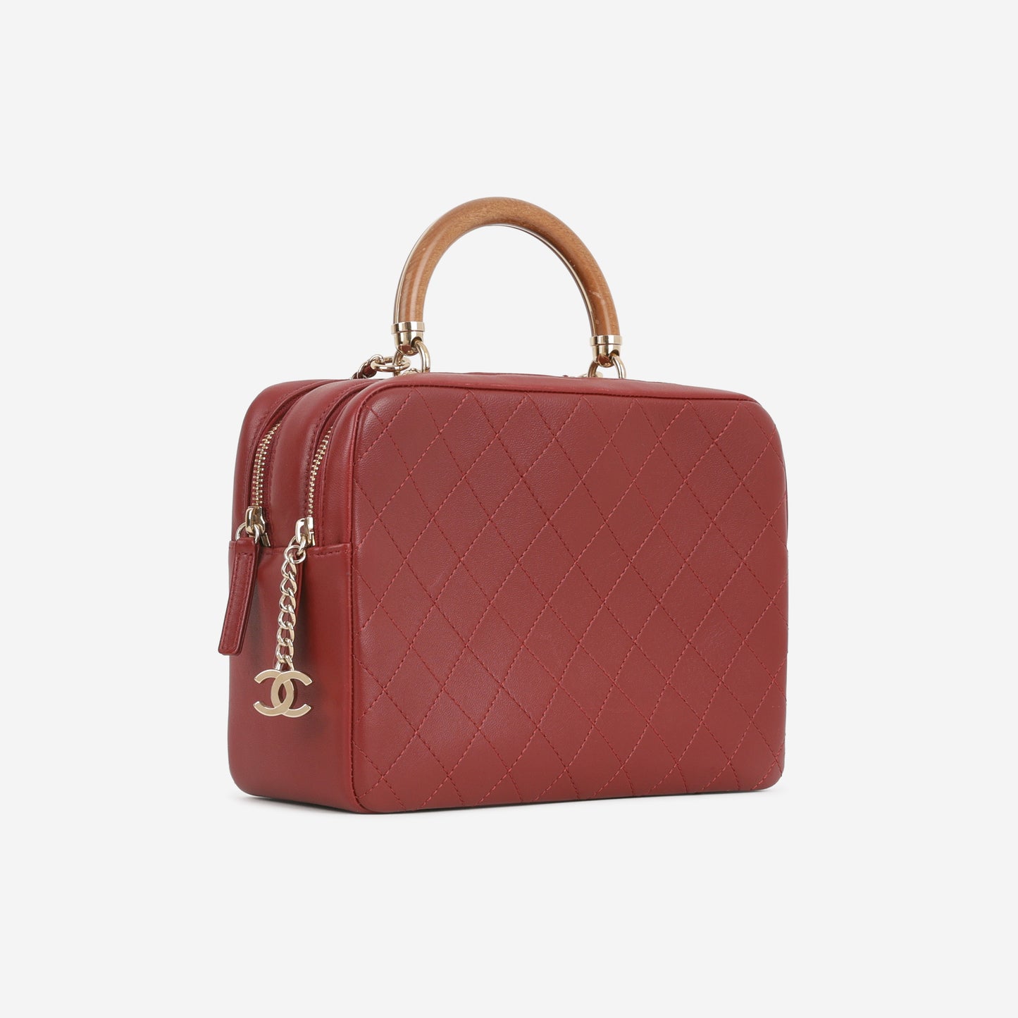 Chanel Knock On Wood Quilted Case - Burgundy Calfskin  | Champagne Gold Hardware