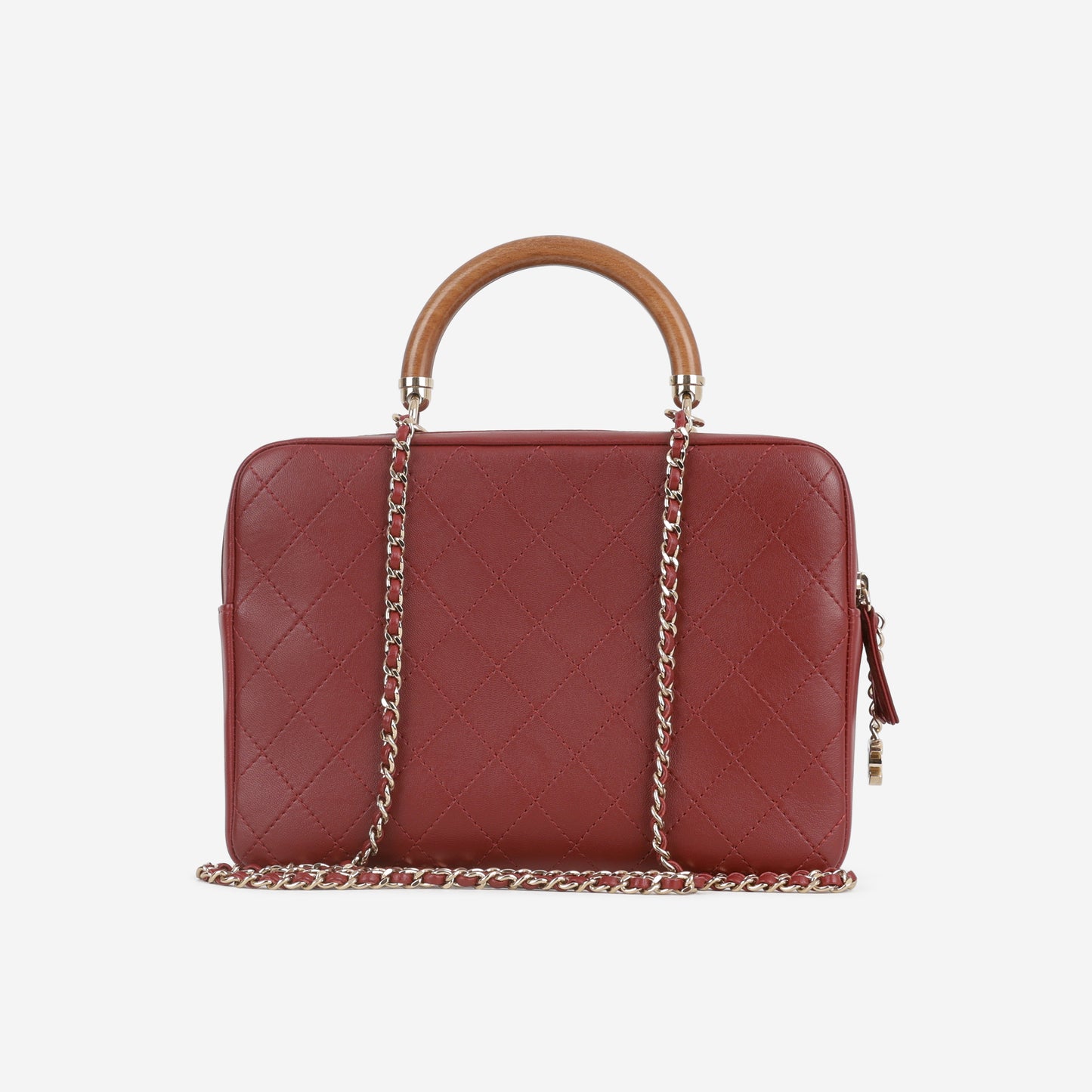 Chanel Knock On Wood Quilted Case - Burgundy Calfskin  | Champagne Gold Hardware