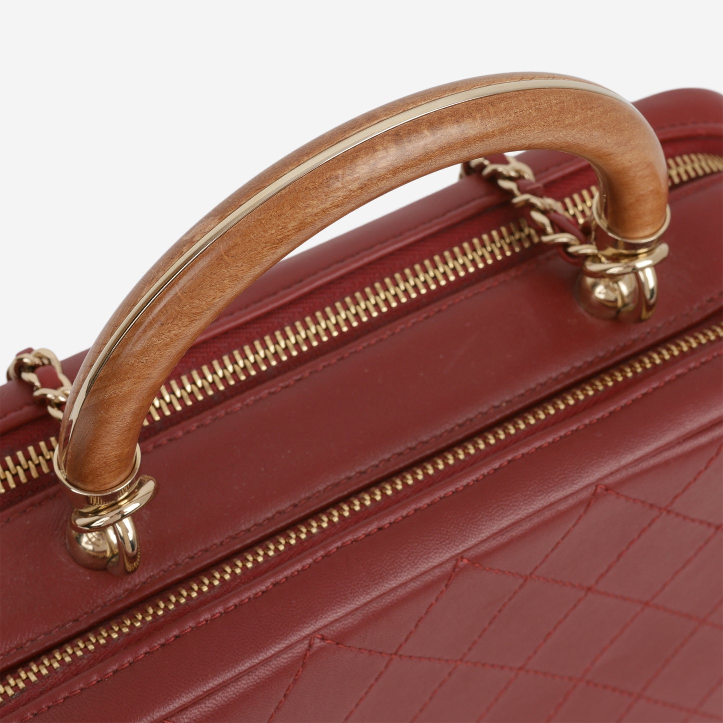 Chanel Knock On Wood Quilted Case - Burgundy Calfskin  | Champagne Gold Hardware