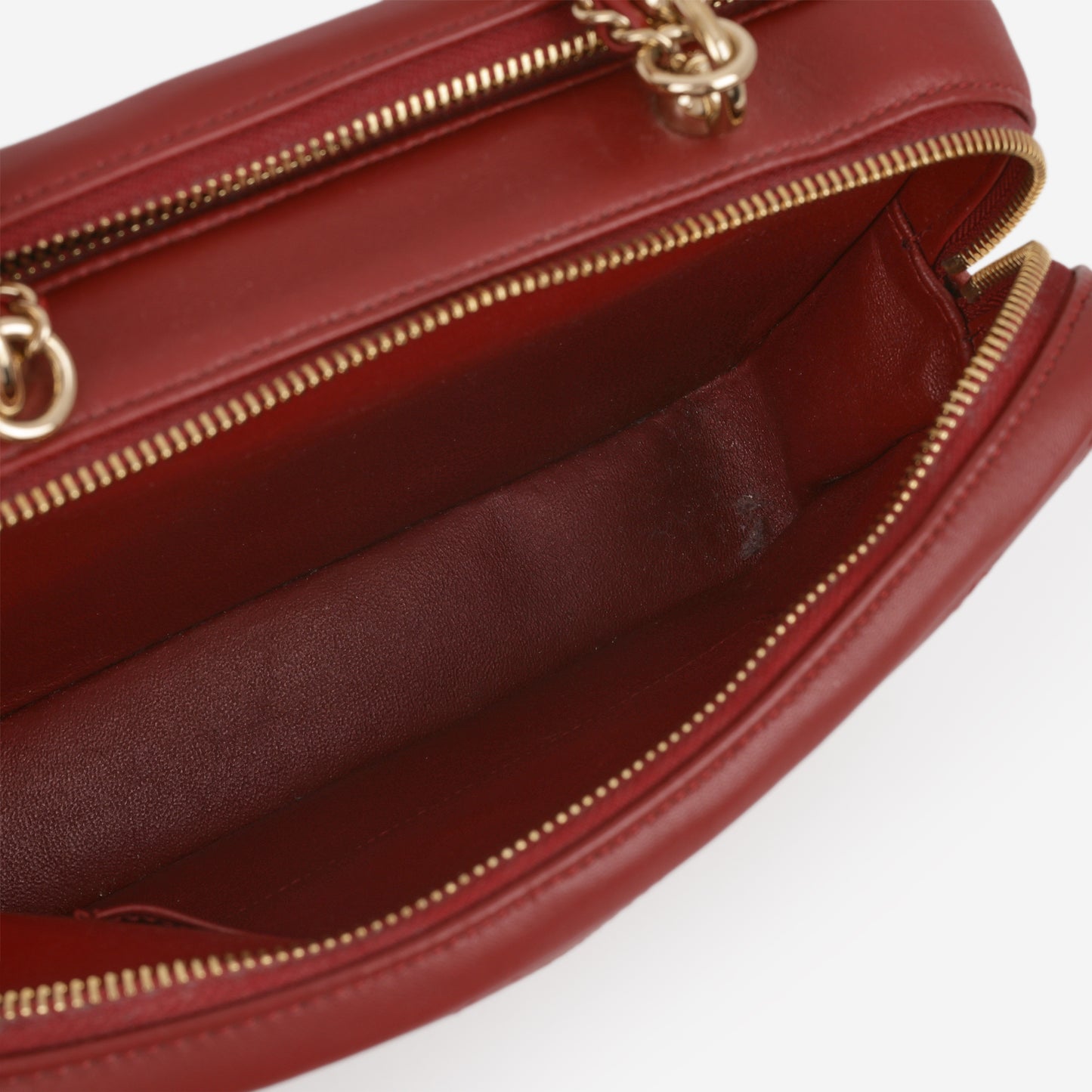 Chanel Knock On Wood Quilted Case - Burgundy Calfskin  | Champagne Gold Hardware