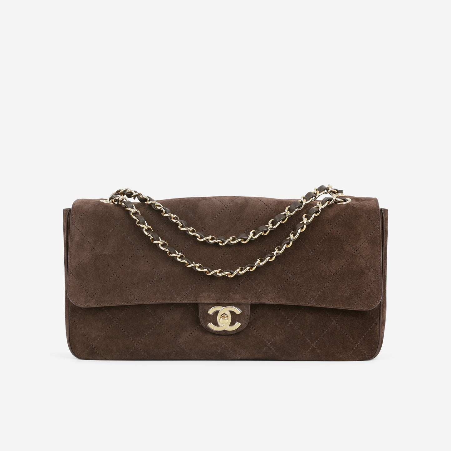 Chanel SS26 Maxi Flap Bag - Brown Suede Goatskin | Gold Hardware