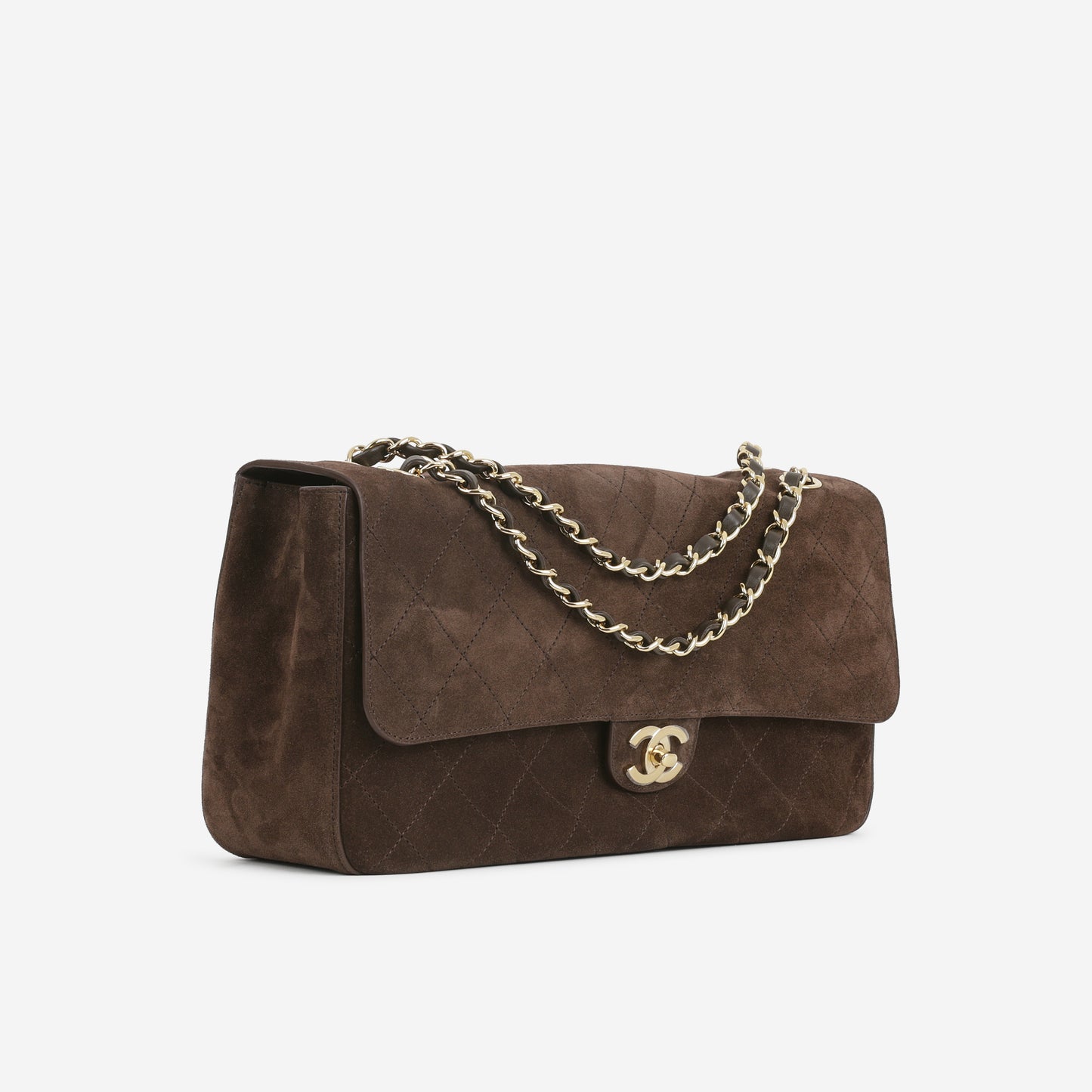 Chanel SS26 Maxi Flap Bag - Brown Suede Goatskin | Gold Hardware