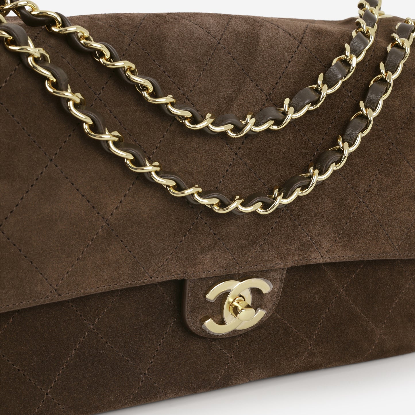 Chanel SS26 Maxi Flap Bag - Brown Suede Goatskin | Gold Hardware