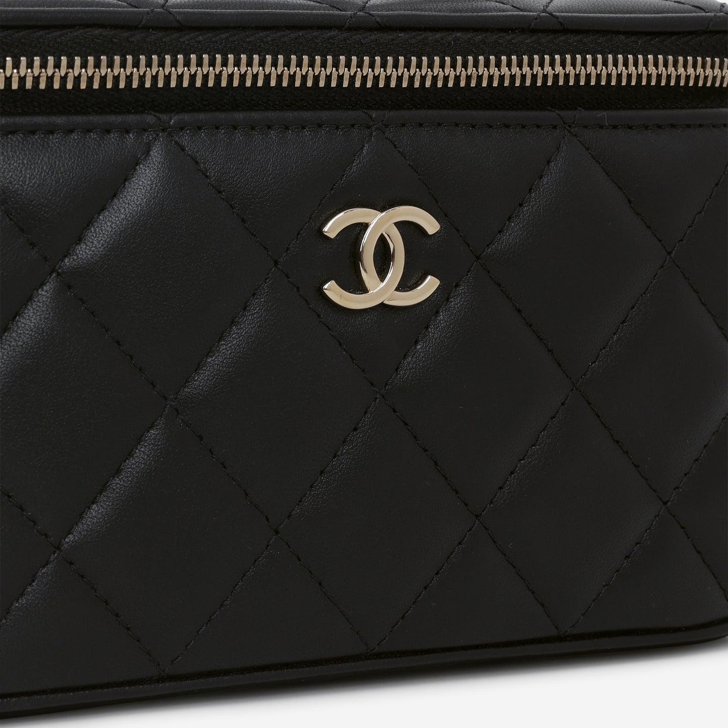 Chanel Top Handle Vanity - Black Lambskin | Champagne Gold Hardware