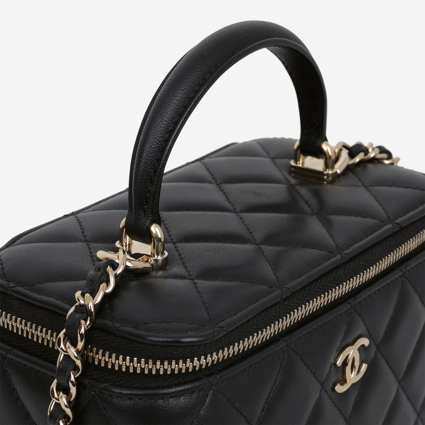 Chanel Top Handle Vanity - Black Lambskin | Champagne Gold Hardware
