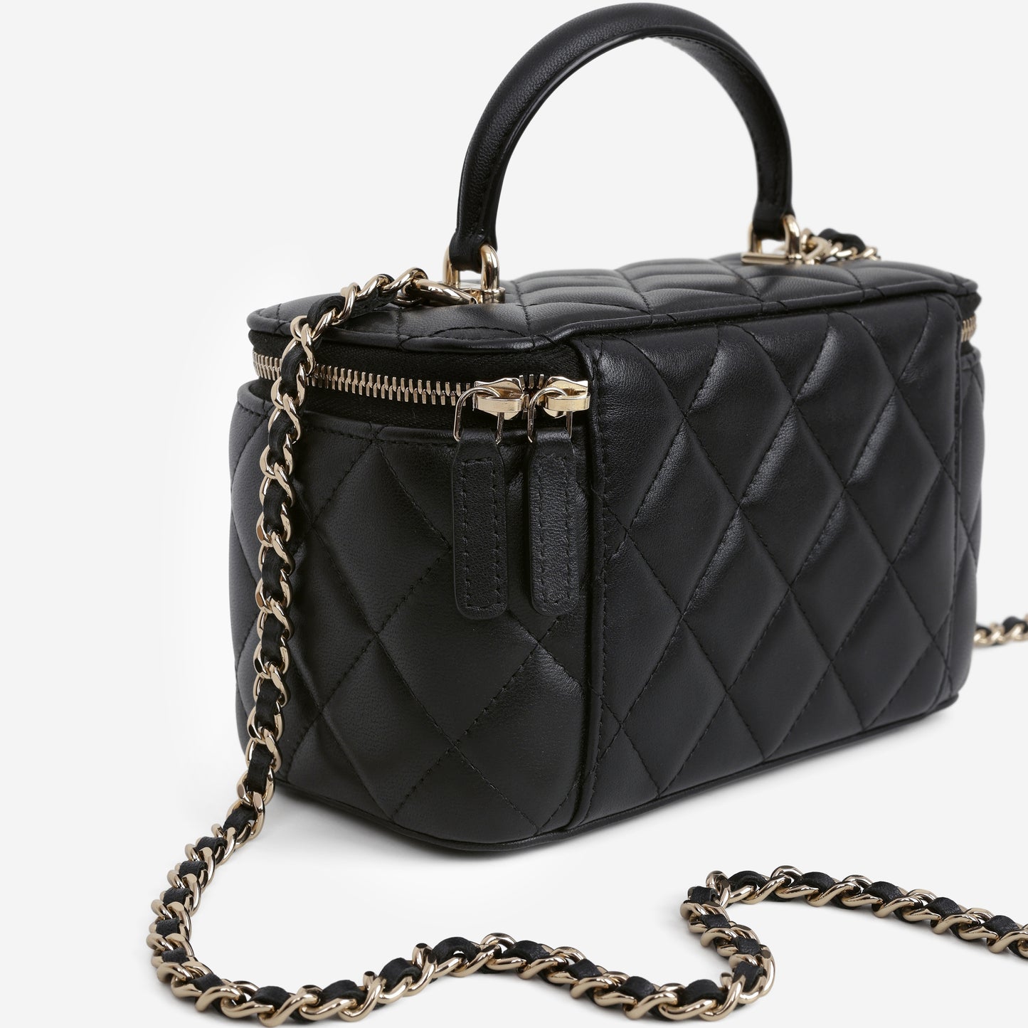 Chanel Top Handle Vanity - Black Lambskin | Champagne Gold Hardware