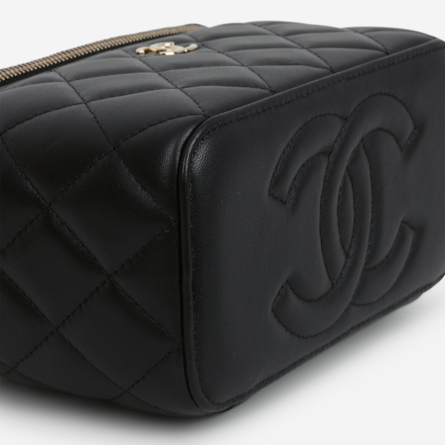 Chanel Top Handle Vanity - Black Lambskin | Champagne Gold Hardware