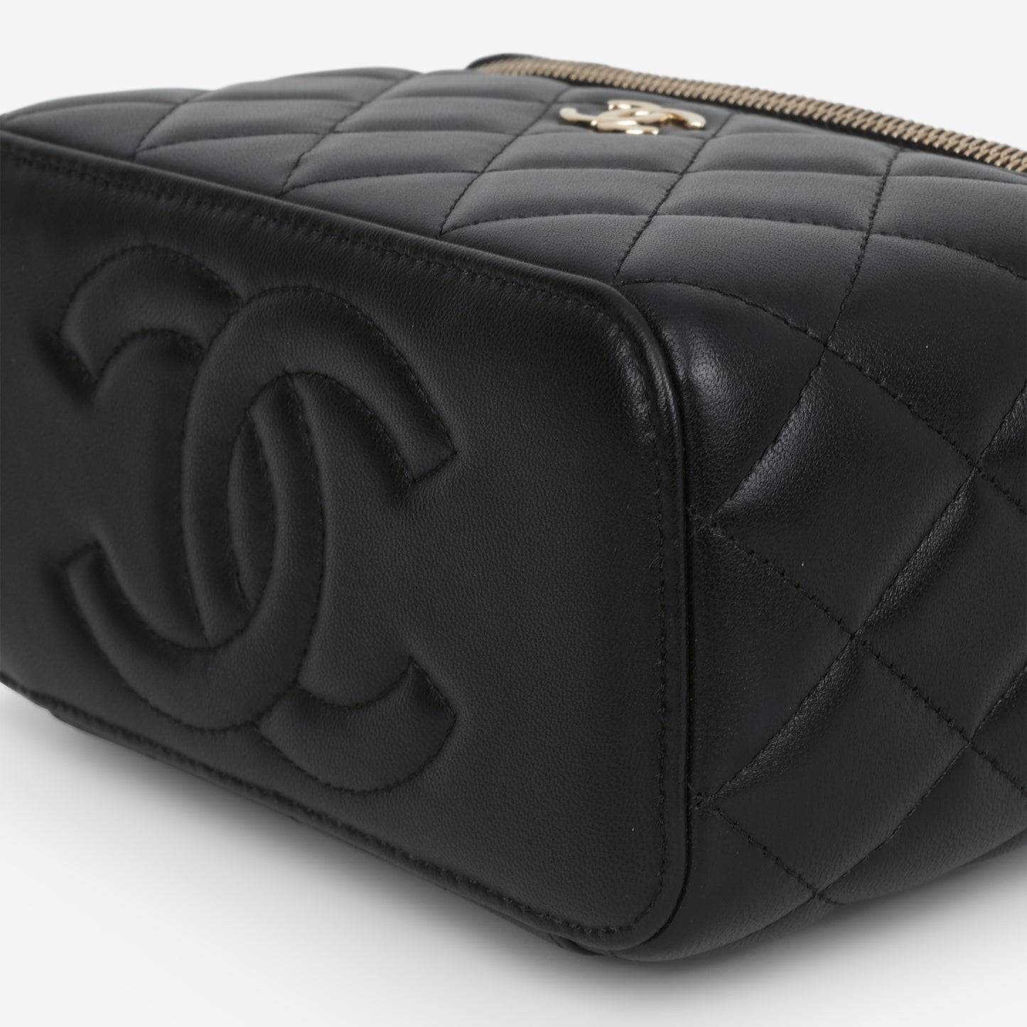 Chanel Top Handle Vanity - Black Lambskin | Champagne Gold Hardware