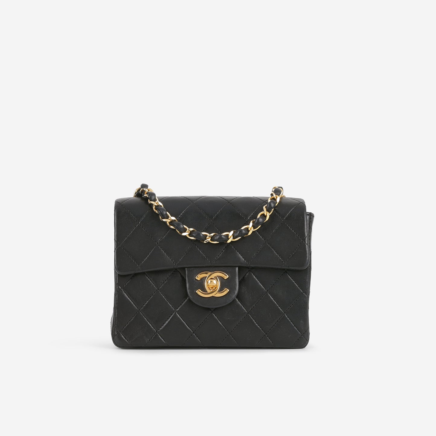 Chanel Vintage Mini Square Flap - Black Lambskin | Gold Hardware