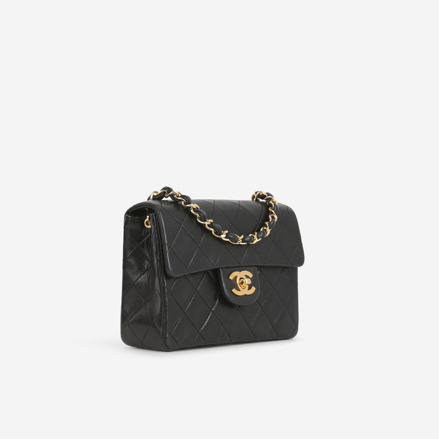 Chanel Vintage Mini Square Flap - Black Lambskin | Gold Hardware
