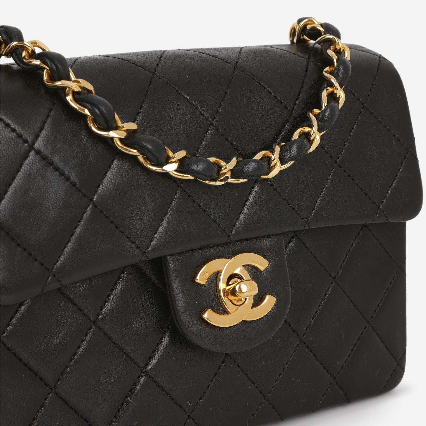 Chanel Vintage Mini Square Flap - Black Lambskin | Gold Hardware