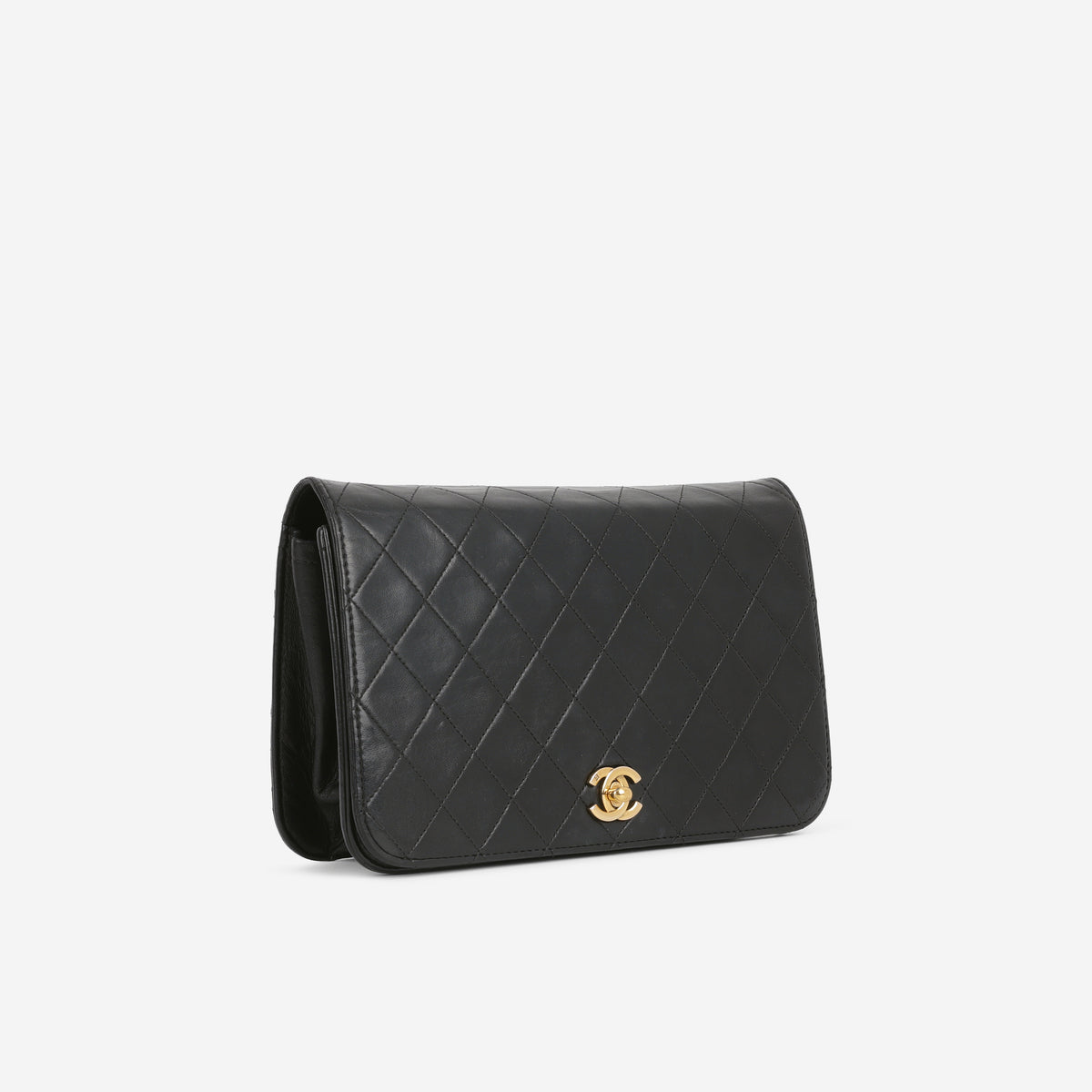 Chanel Vintage Single Full Flap - Black Lambskin | Gold Hardware