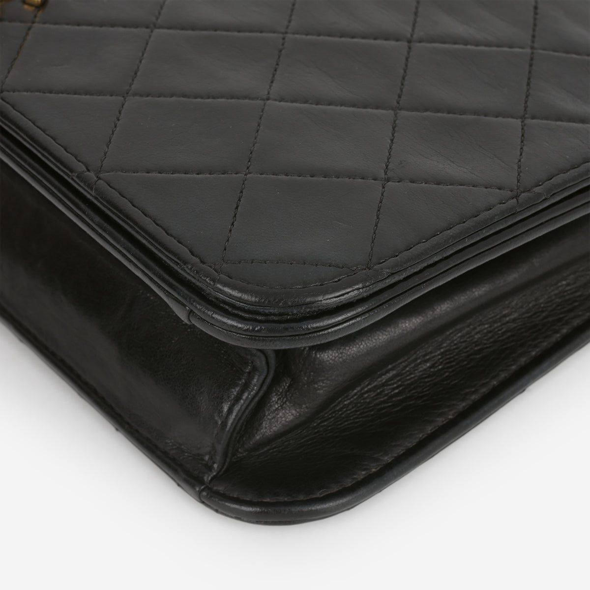 Chanel Vintage Single Full Flap - Black Lambskin | Gold Hardware