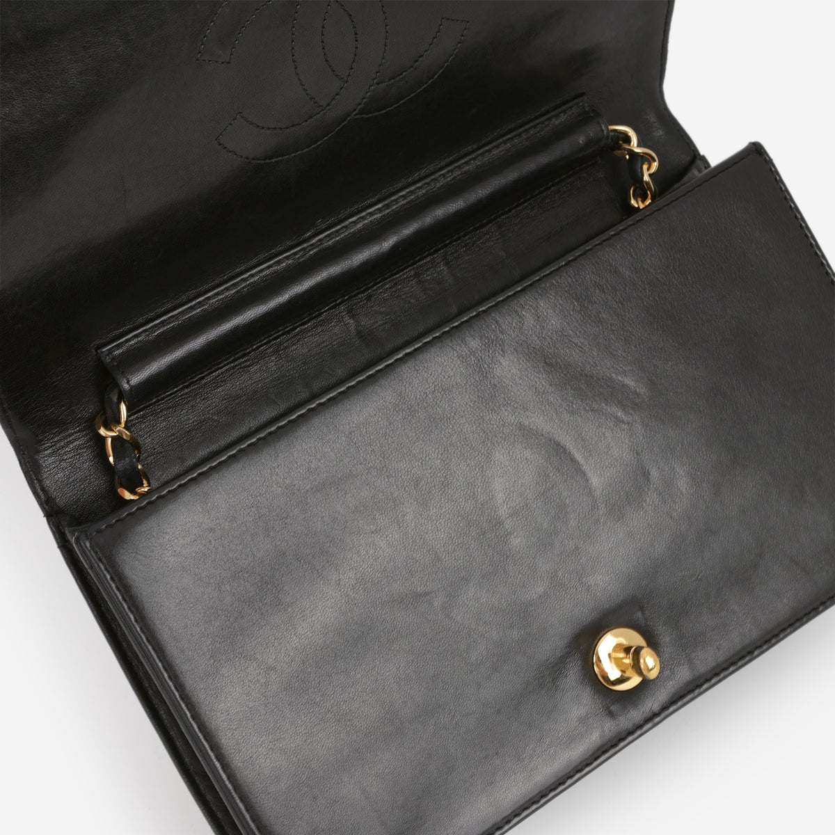 Chanel Vintage Single Full Flap - Black Lambskin | Gold Hardware