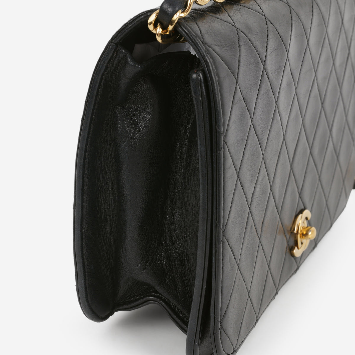 Chanel Vintage Single Full Flap - Black Lambskin | Gold Hardware