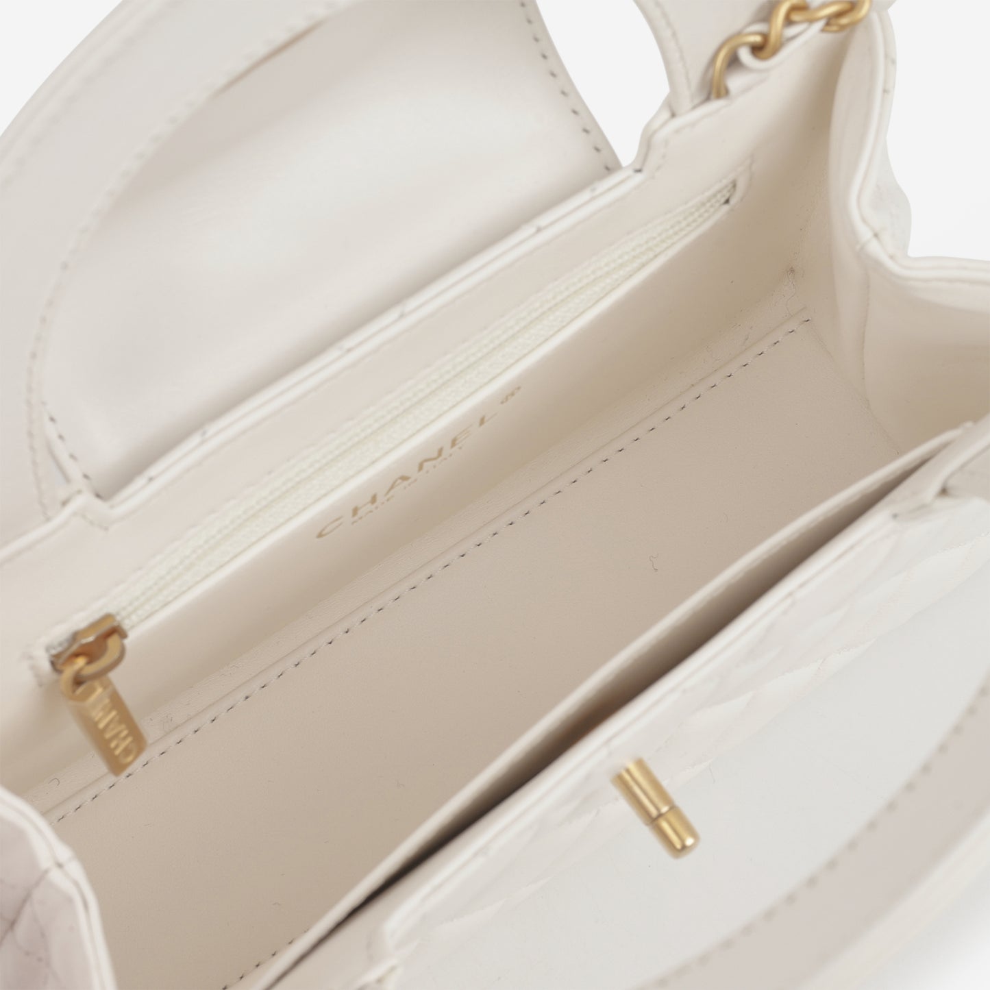 Chanel Small Kelly Re-Edition - White Calfskin | Aged Gold Hardware