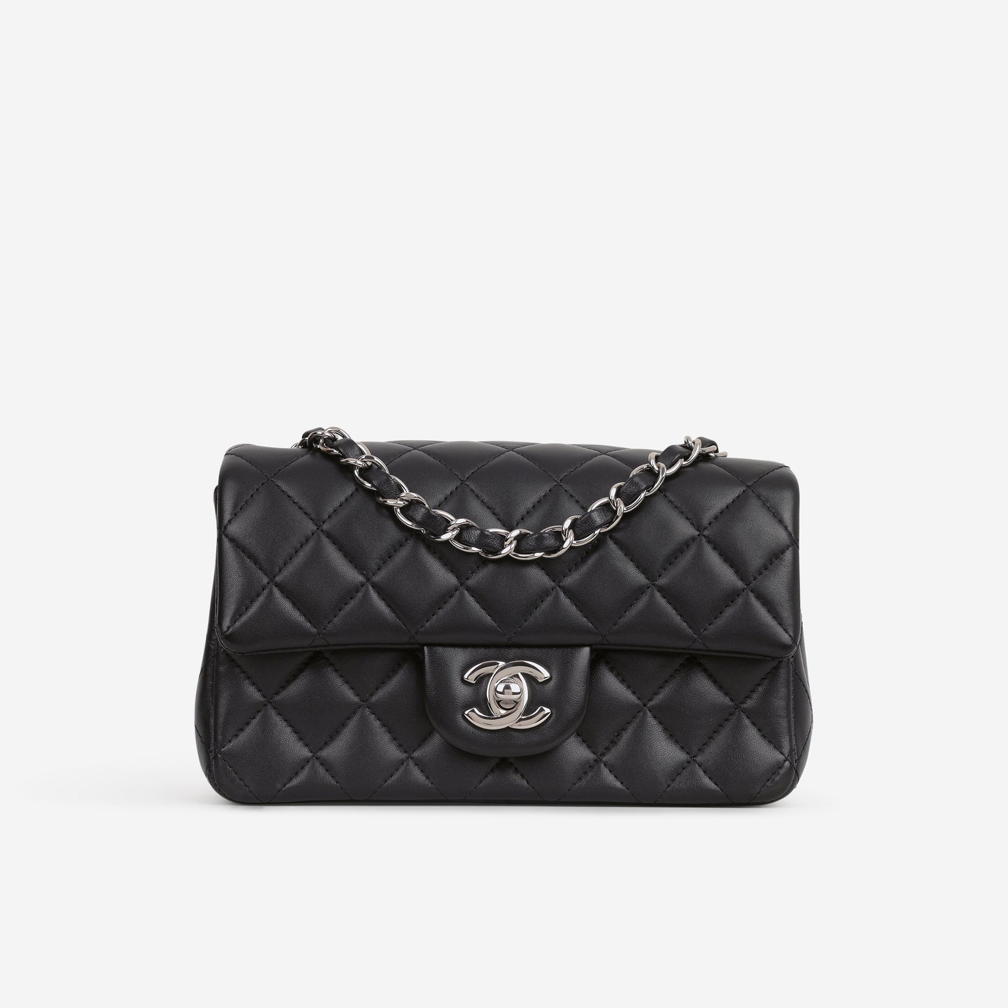 Chanel Mini Rectangular - Black Lambskin | Silver Hardware