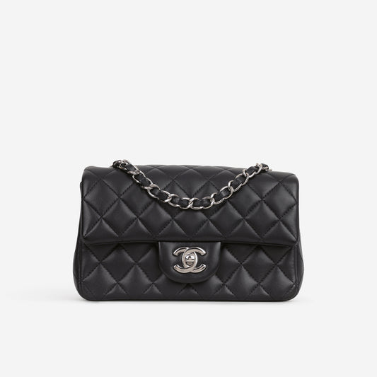Chanel Mini Rectangular - Black Lambskin | Silver Hardware