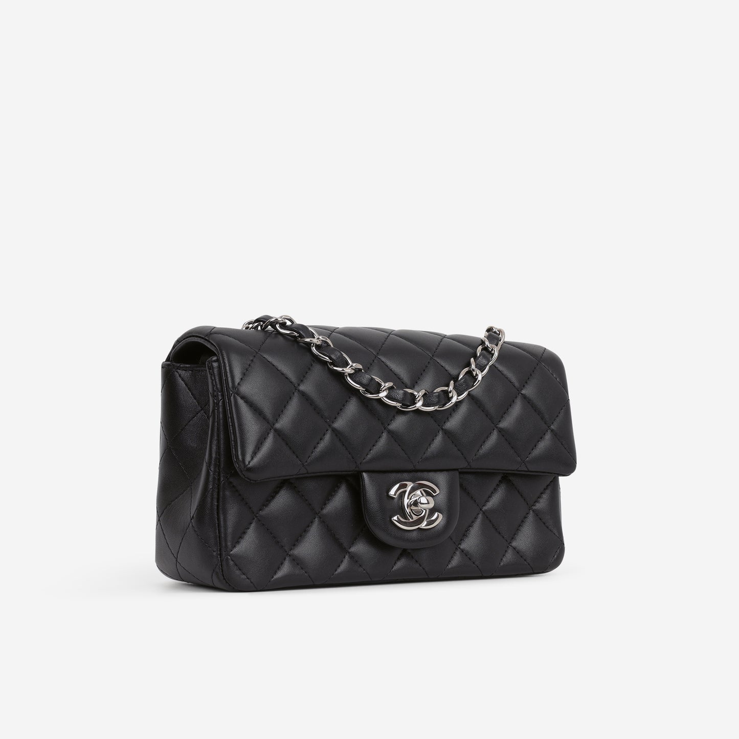 Chanel Mini Rectangular - Black Lambskin | Silver Hardware