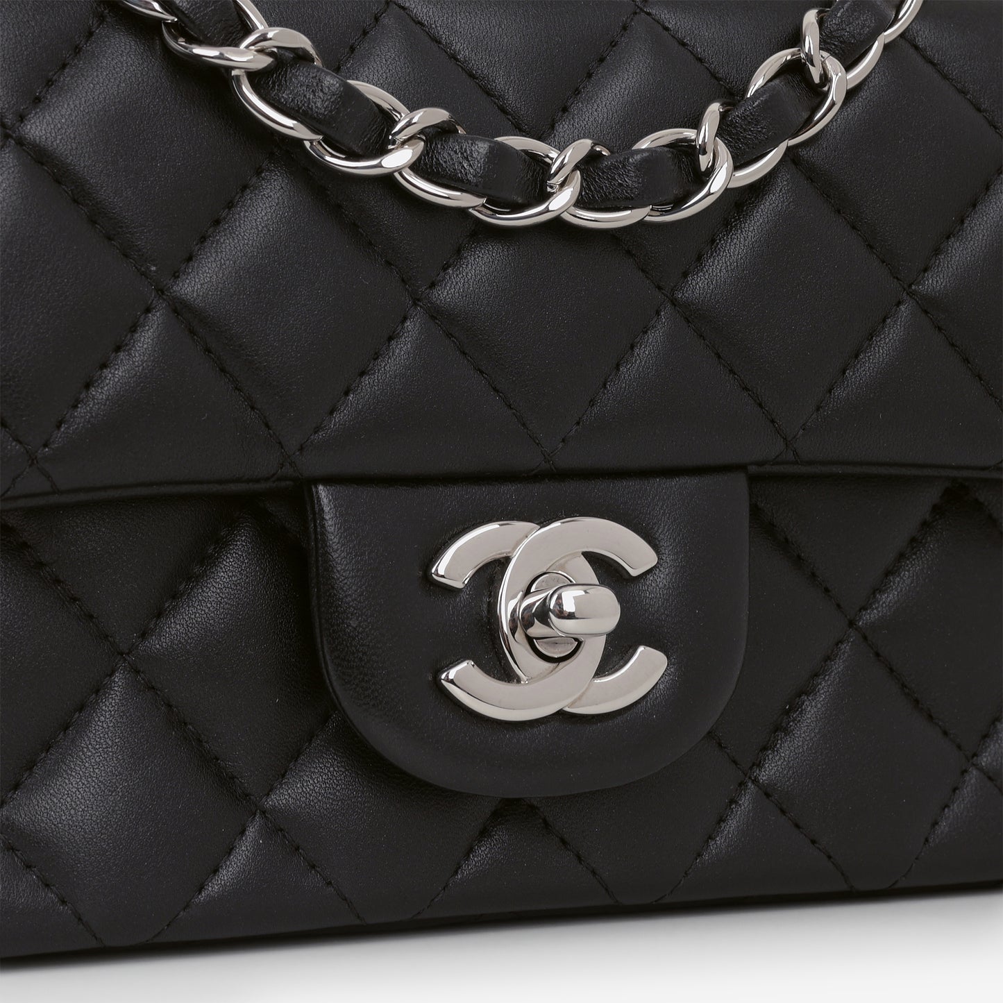 Chanel Mini Rectangular - Black Lambskin | Silver Hardware