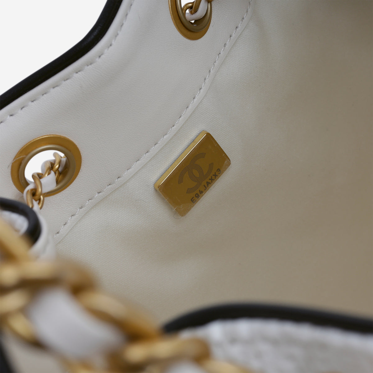 Chanel Small 25 Hobo - White Raffia / Black Trim | Aged Gold Hardware
