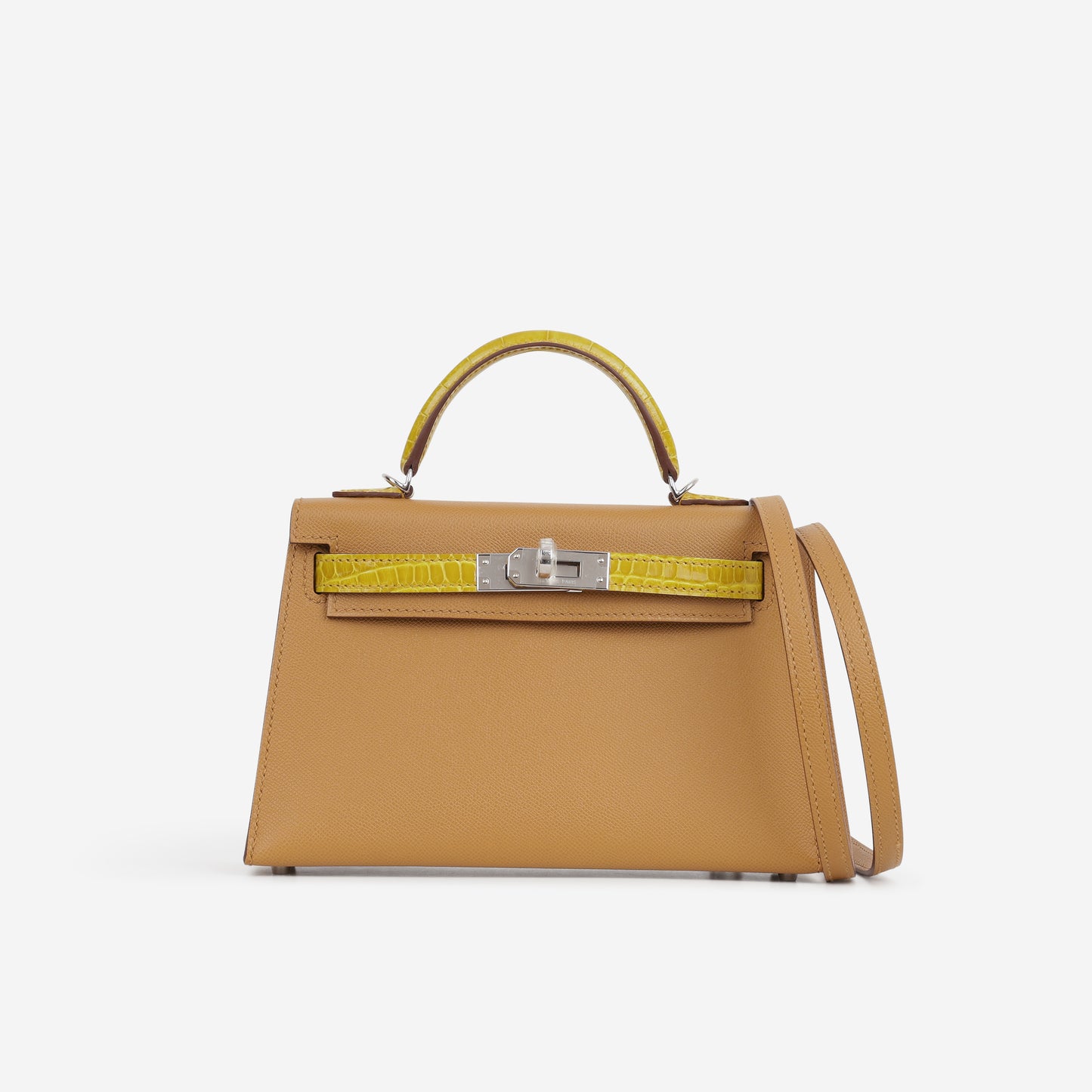 Hermès Mini Kelly 20cm Touch - Sesame Madame / Jaune Ambre Alligator Mississippiensis | Palladium Hardware