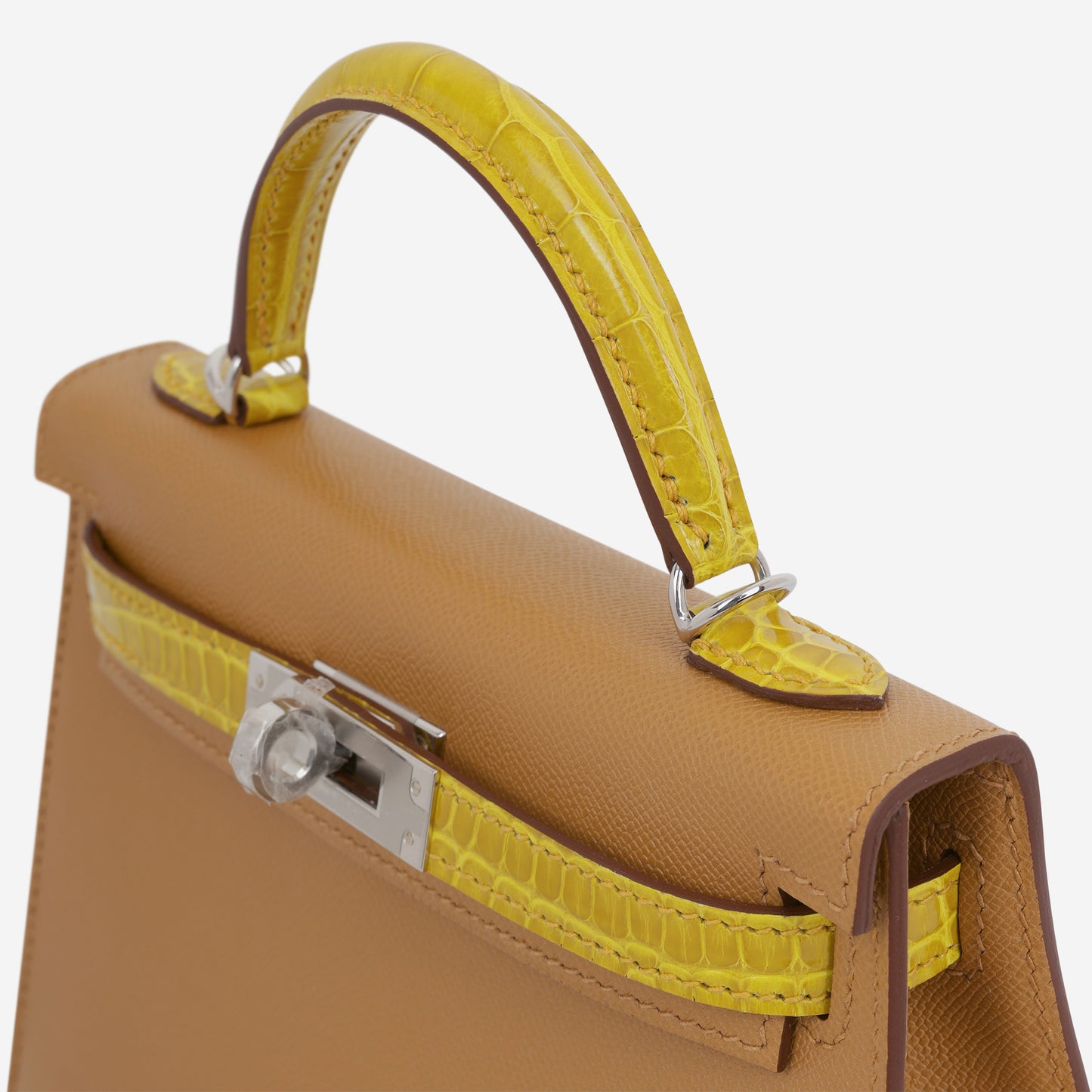 Hermès Mini Kelly 20cm Touch - Sesame Madame / Jaune Ambre Alligator Mississippiensis | Palladium Hardware