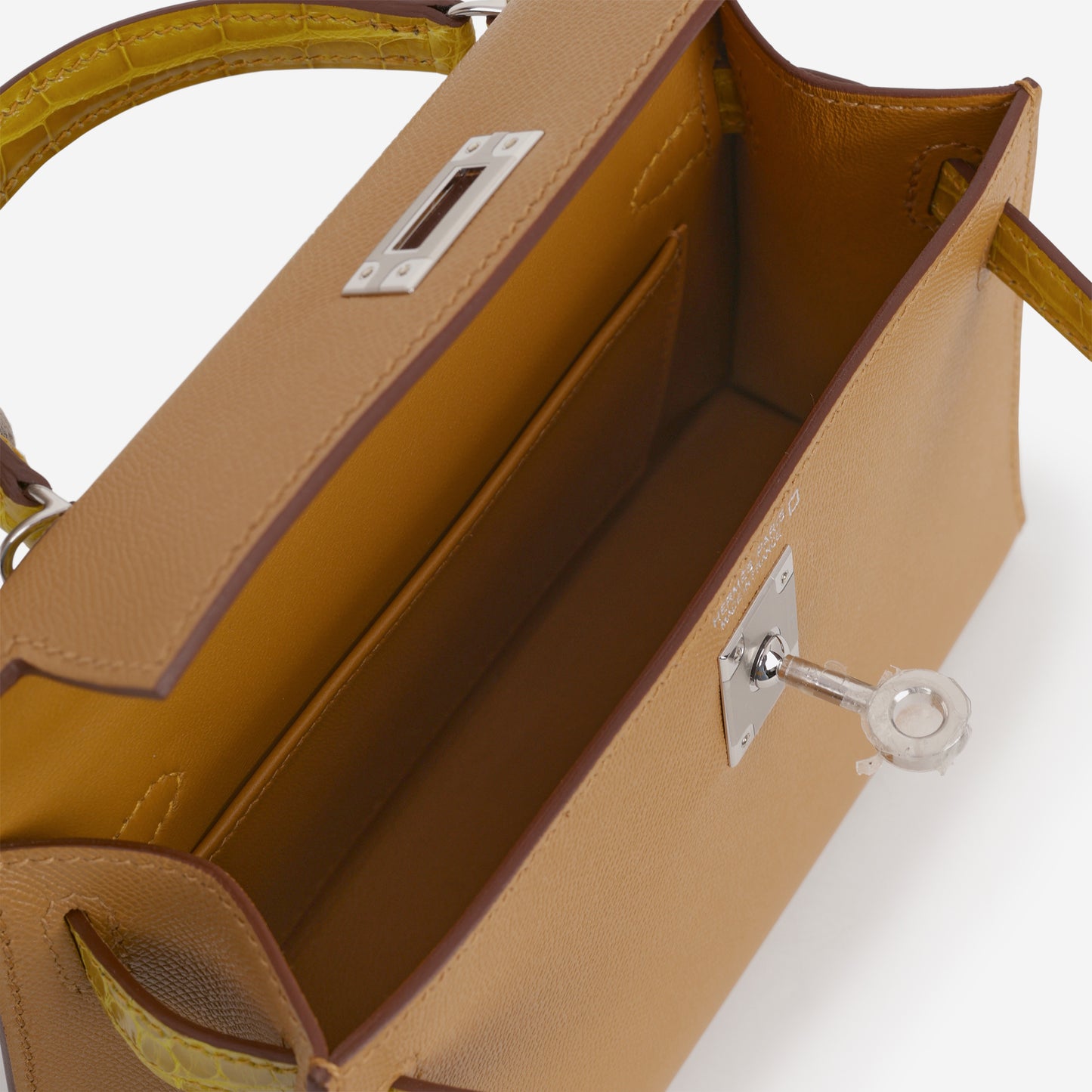 Hermès Mini Kelly 20cm Touch - Sesame Madame / Jaune Ambre Alligator Mississippiensis | Palladium Hardware