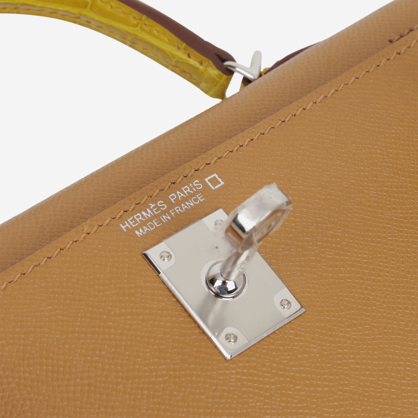 Hermès Mini Kelly 20cm Touch - Sesame Madame / Jaune Ambre Alligator Mississippiensis | Palladium Hardware