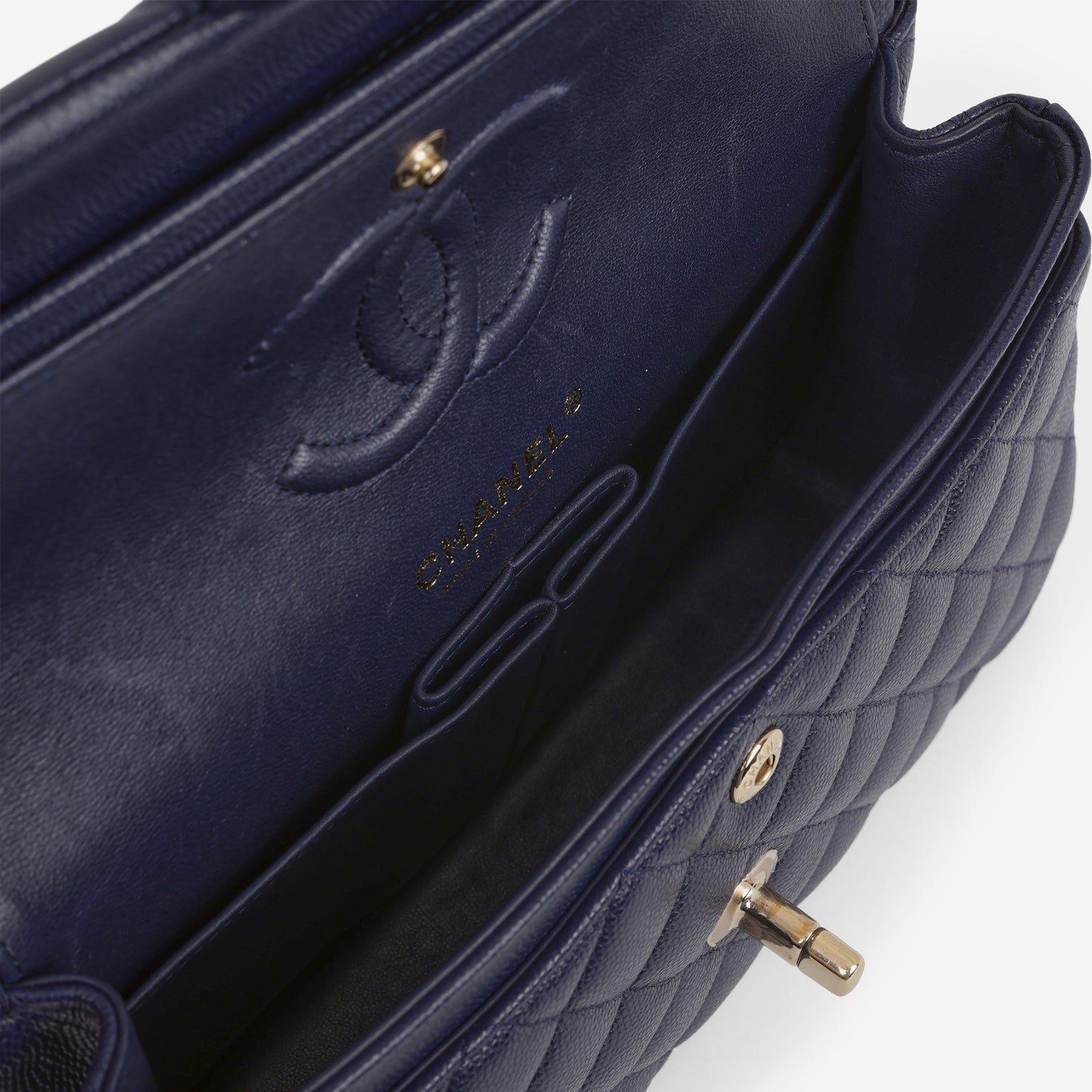 Chanel Small Classic Flap - Navy Caviar | Champagne Gold Hardware
