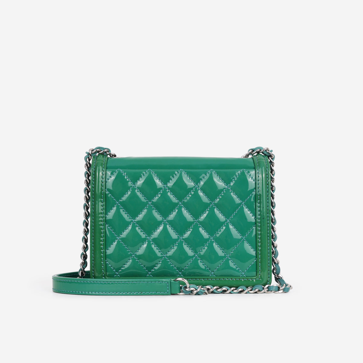 Chanel Brick Boy Bag - Green / Blue Ombre Patent | Silver Hardware