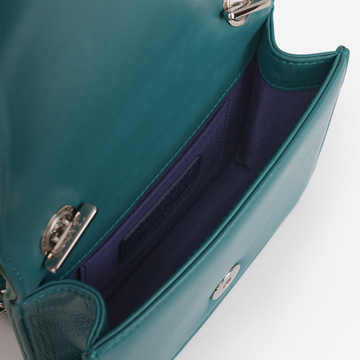Chanel Brick Boy Bag - Green / Blue Ombre Patent | Silver Hardware
