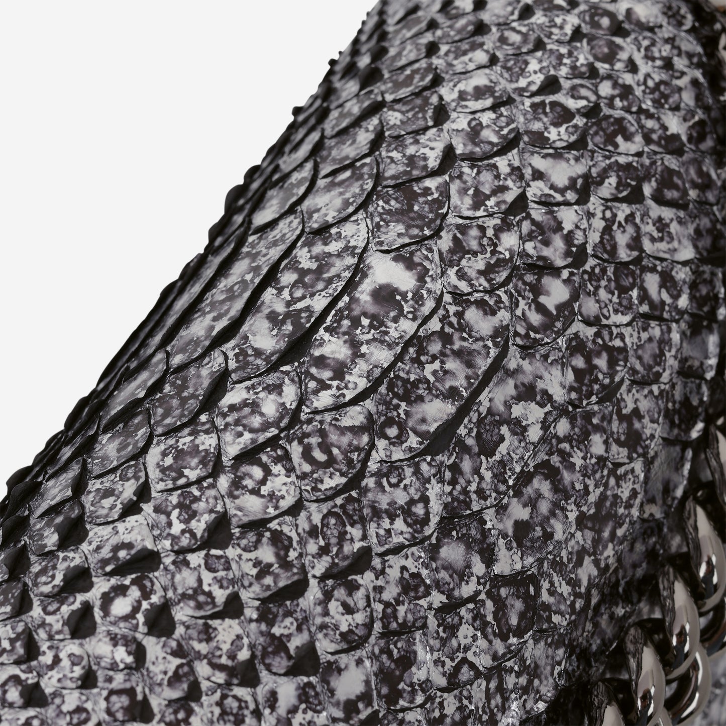 Chanel Old Medium Boy Bag - Silver Python / Black Suede | Gunmetal Hardware