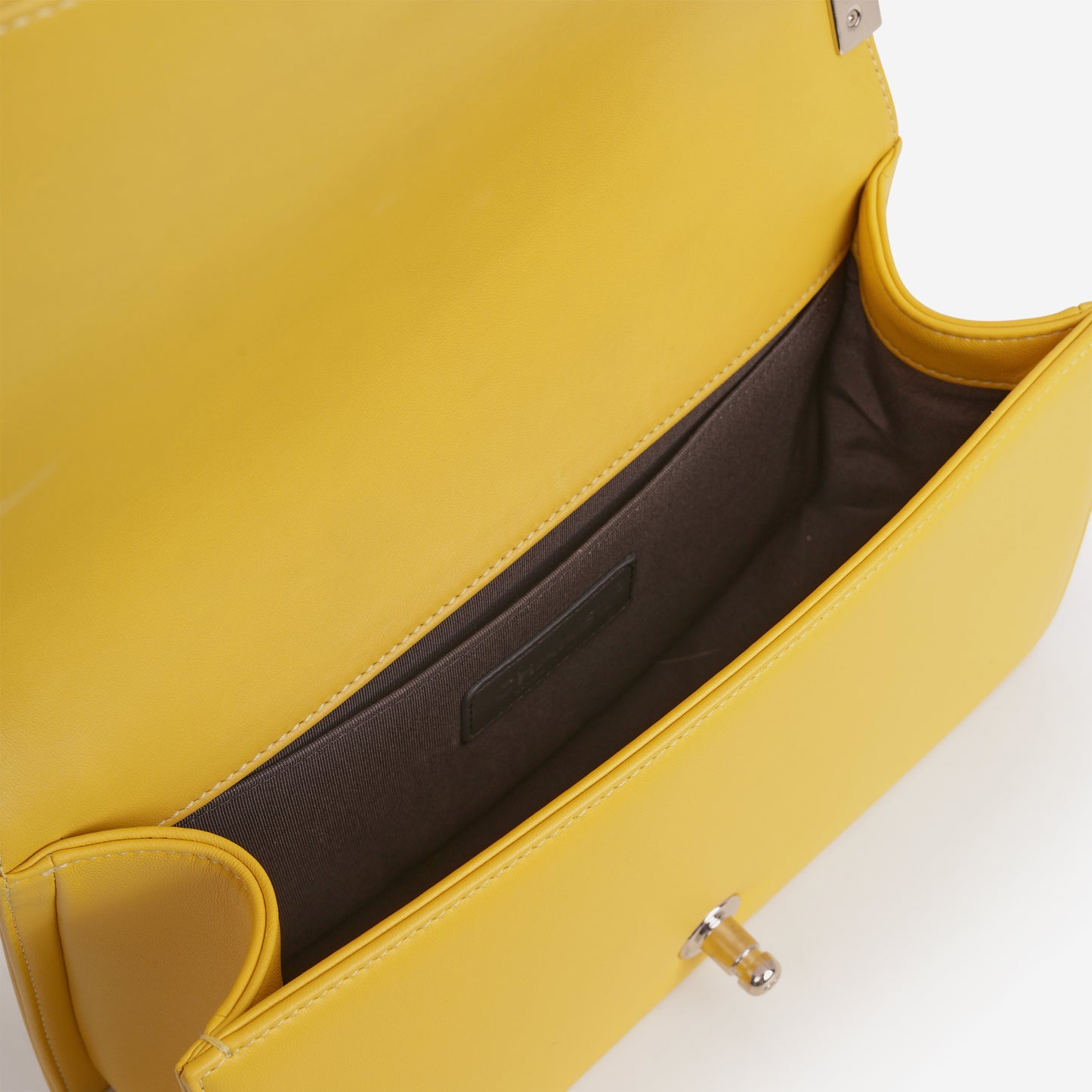 Chanel Old Medium Boy Bag - Yellow Tweed / Lambskin | Silver Hardware